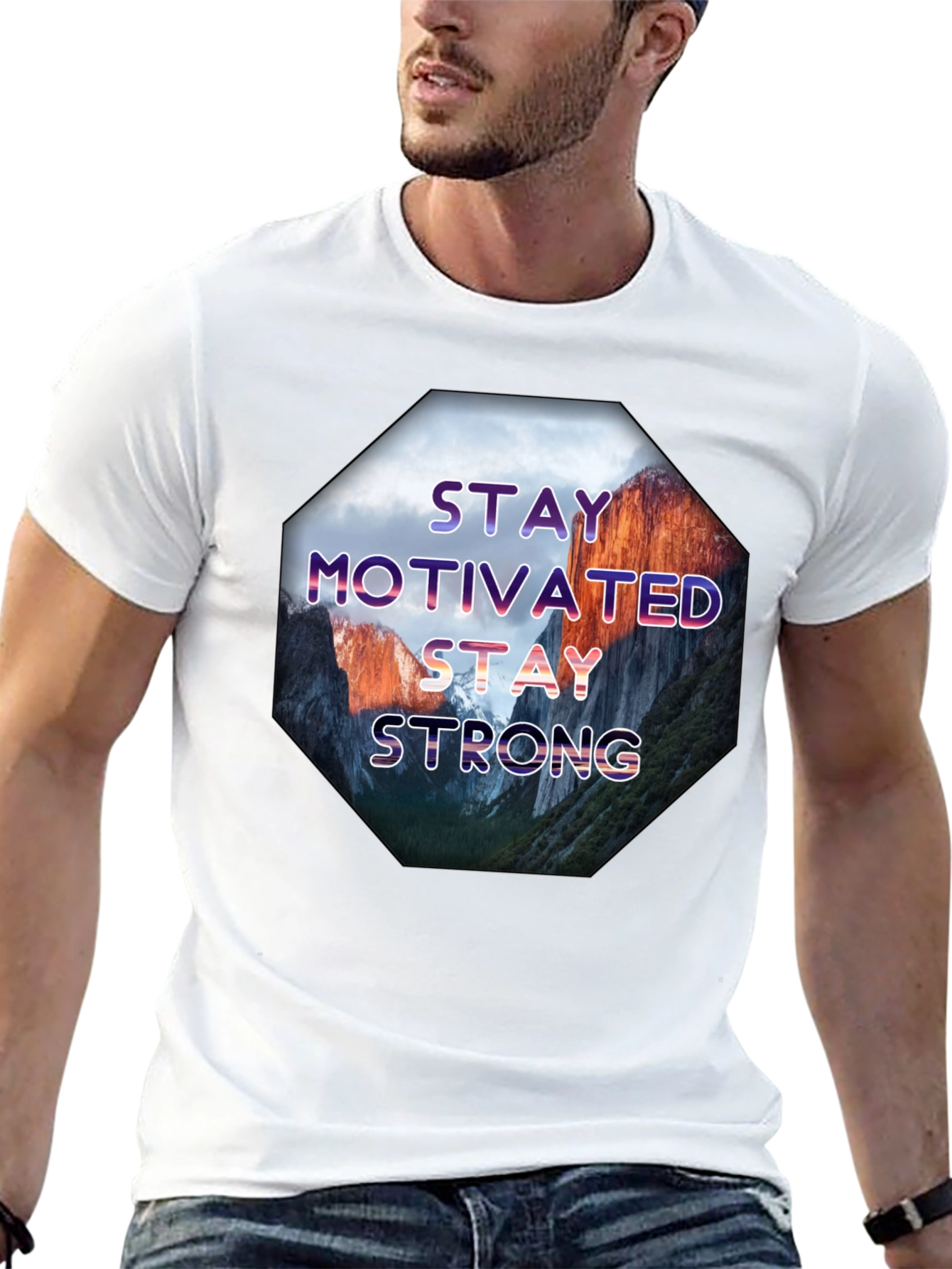 Black Stay Motivated Men's Graphic T-Shirt view 13