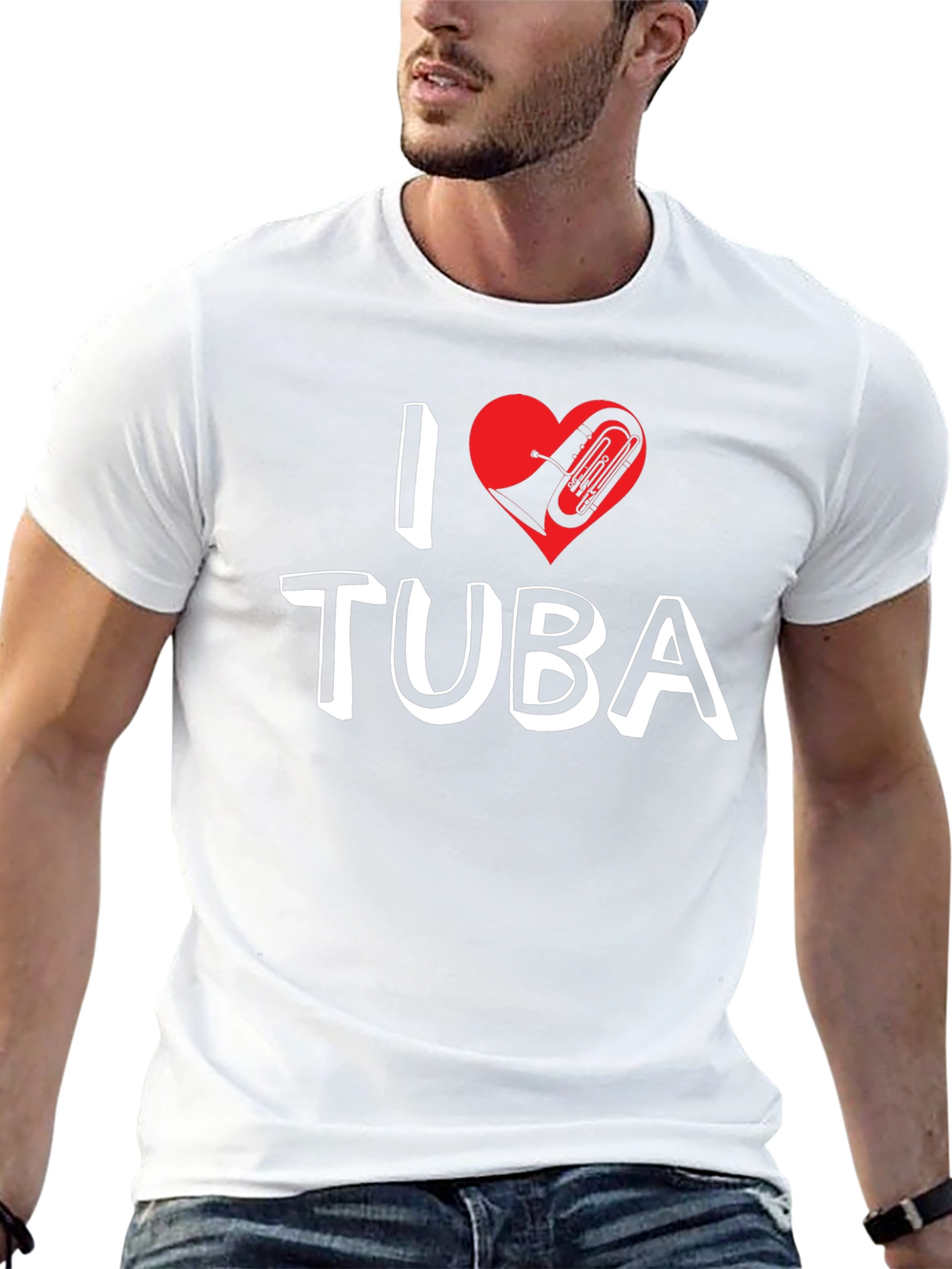 Black I Love Tuba Graphic Tee - Music Lover Shirt view 13