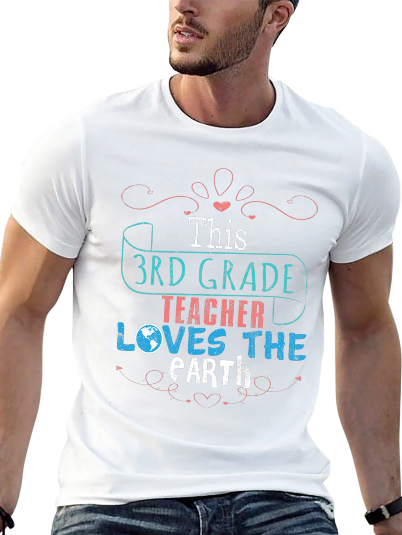Black 3rd Grade Teacher Earth Day T-Shirt view 13