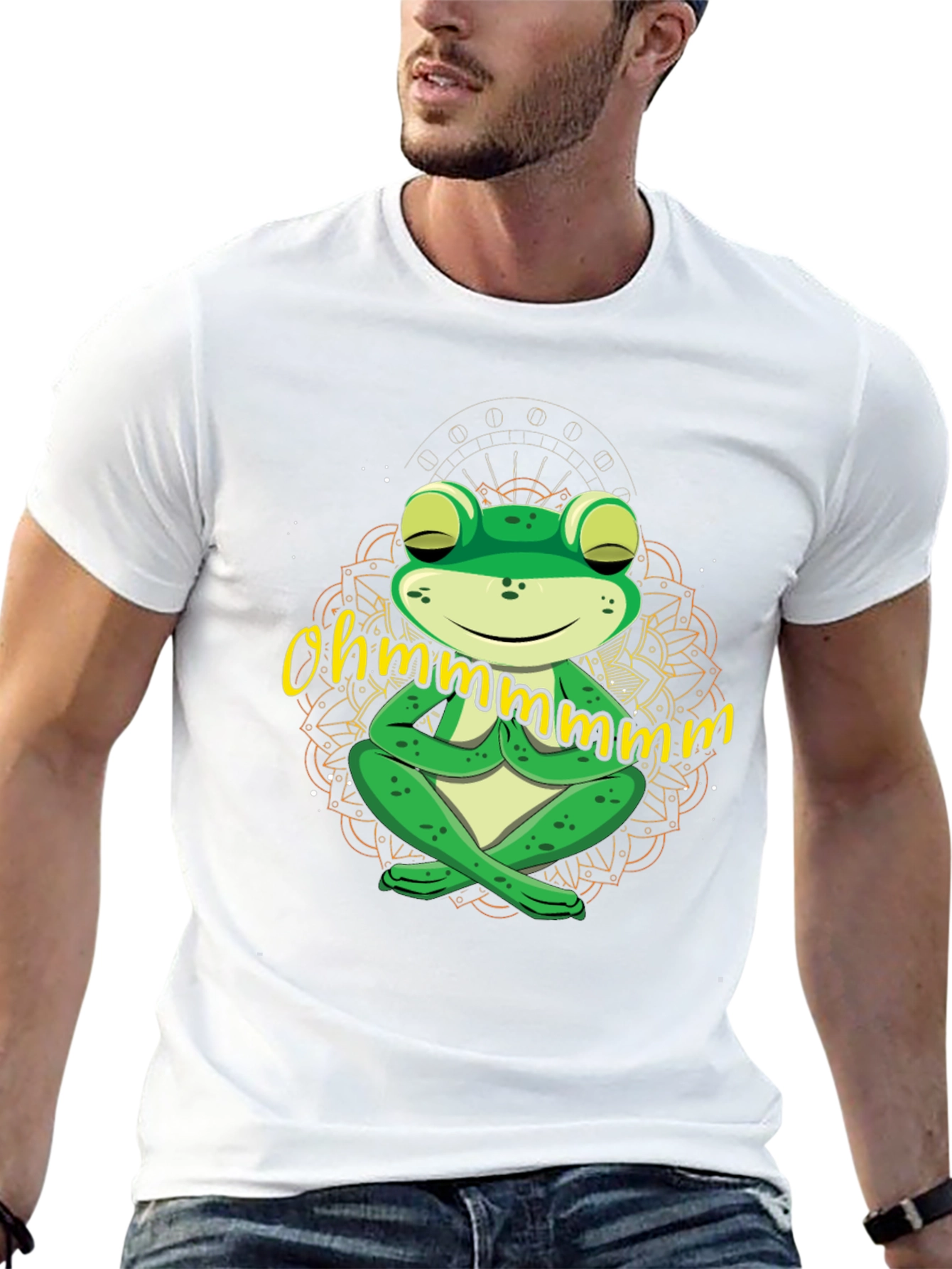 Black Ohm Frog T-Shirt - Meditating Yoga Frog Tee view 13