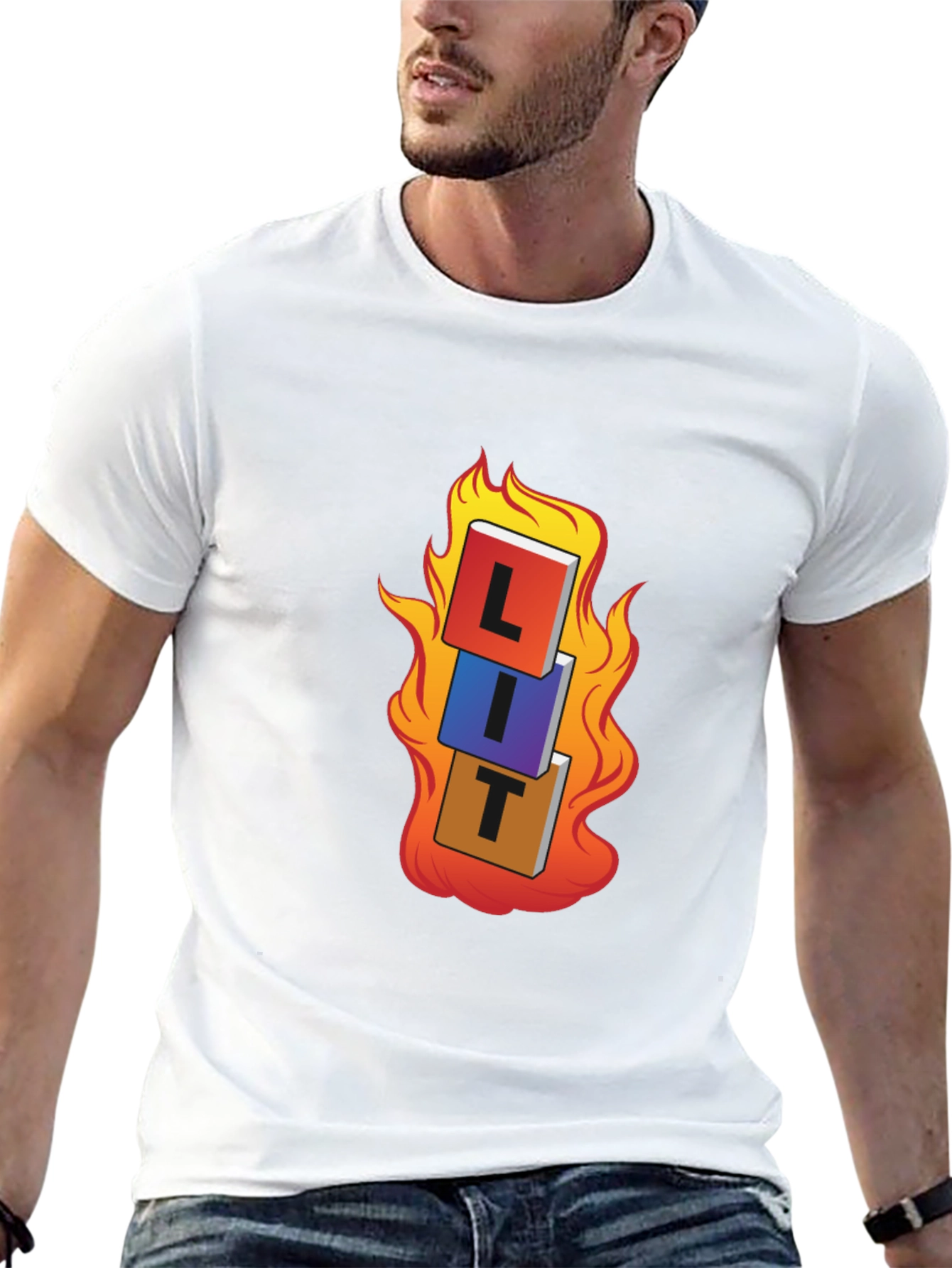 Black LIT T-Shirt - On Fire Graphic Tee view 13
