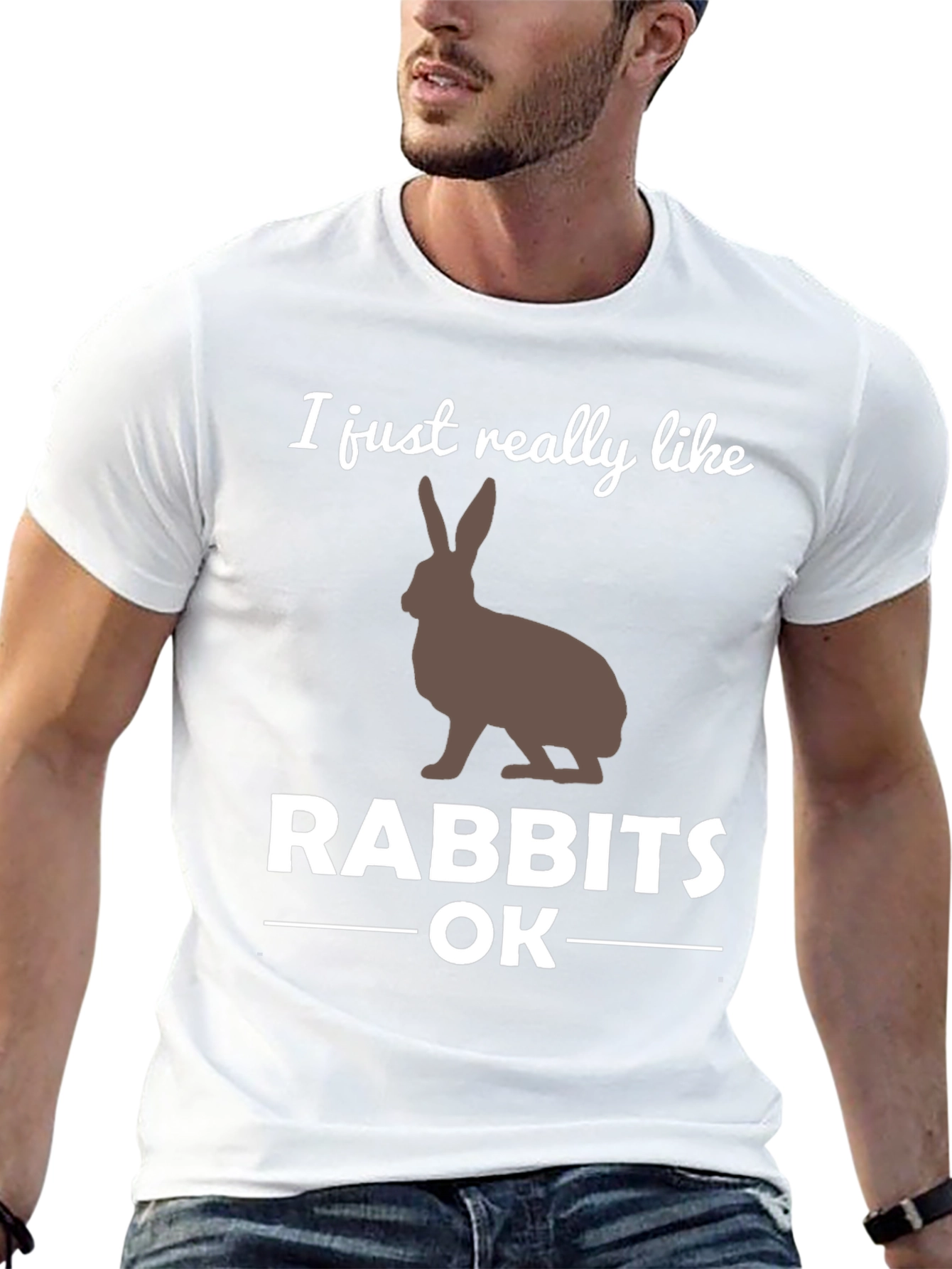 Black I Like Rabbits OK Graphic T-Shirt view 13