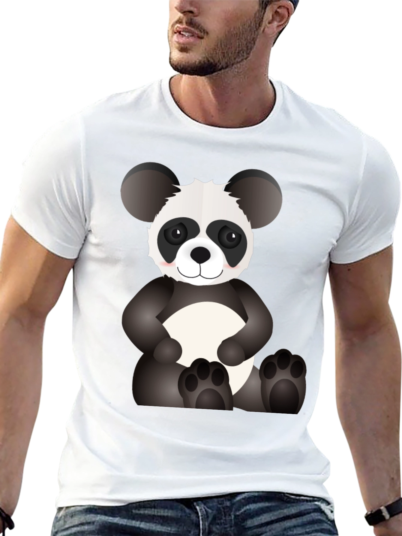 Black Cute Panda Bear Graphic T-Shirt view 13