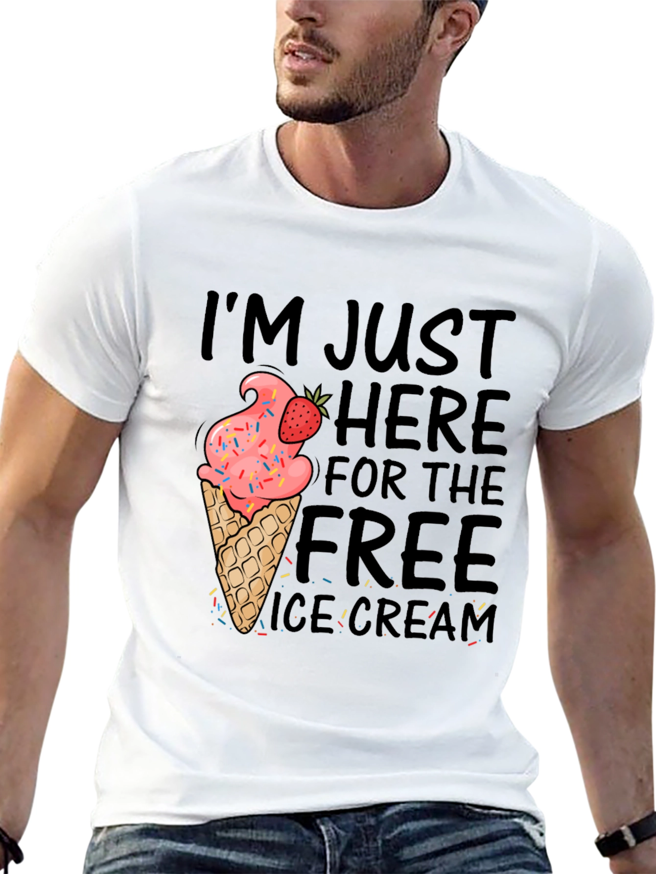 Black Free Ice Cream T-Shirt Funny Novelty Graphic Tee view 13
