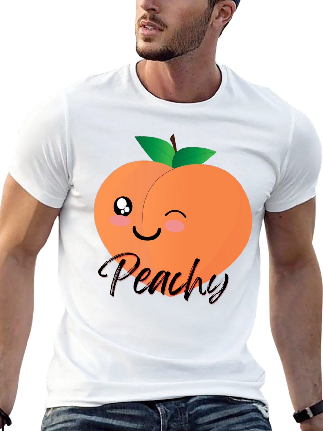 Black Cute Peachy Graphic T-Shirt - Unisex Black Tee view 13