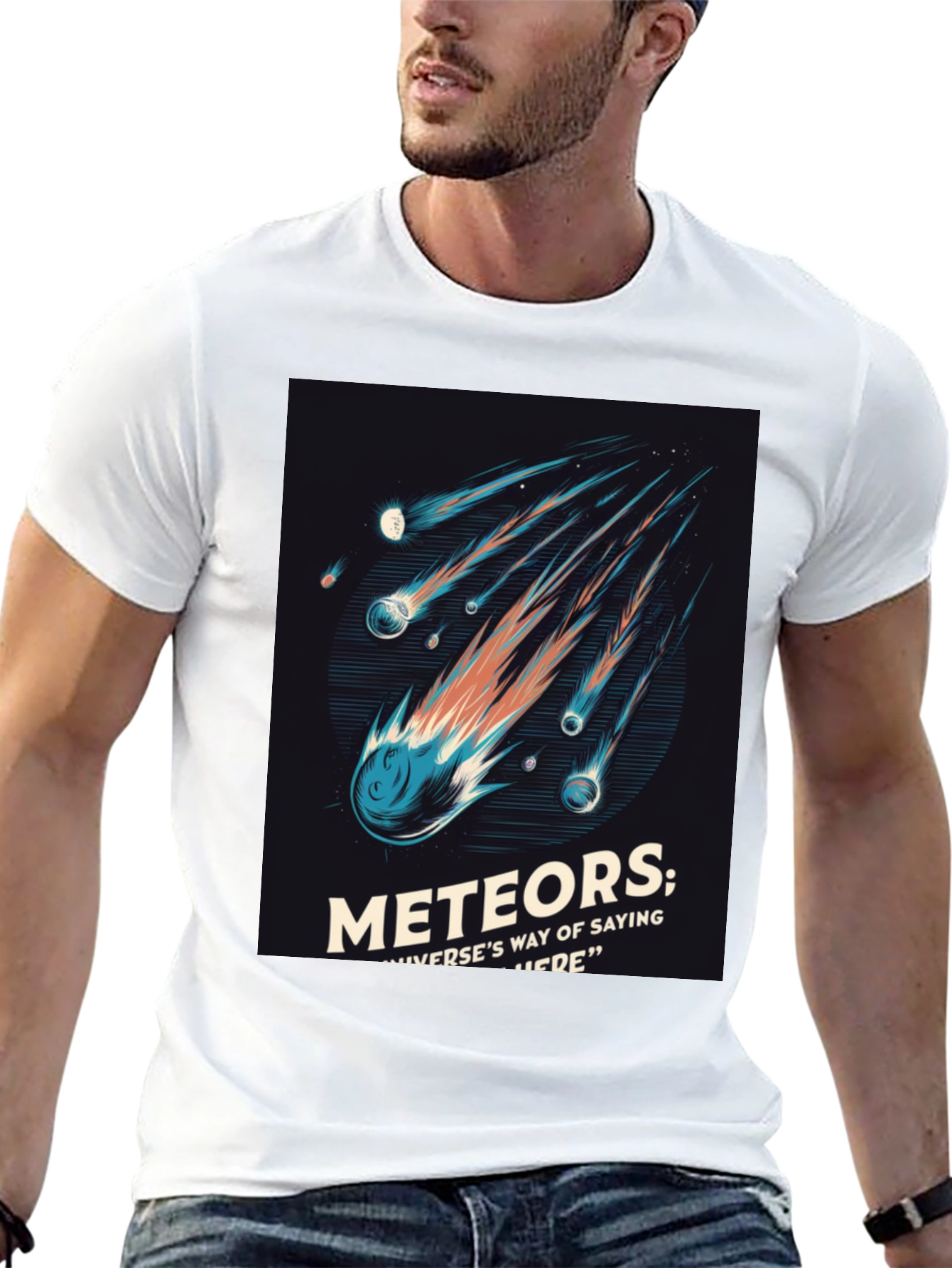 Black Meteor Shower Graphic Tee - Space Lover T-Shirt view 13