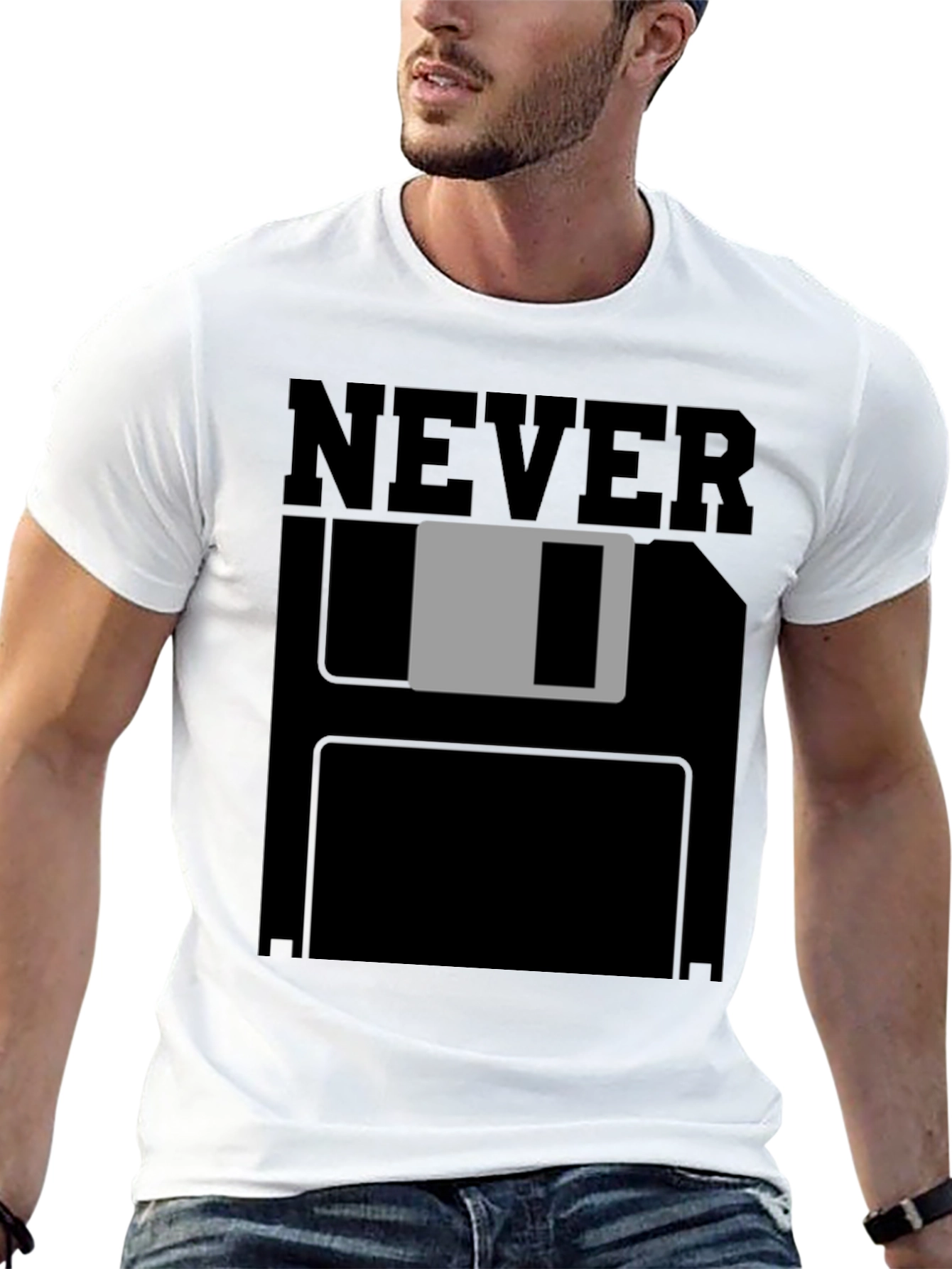 Black Never Save Floppy Disk T-Shirt - Black view 13