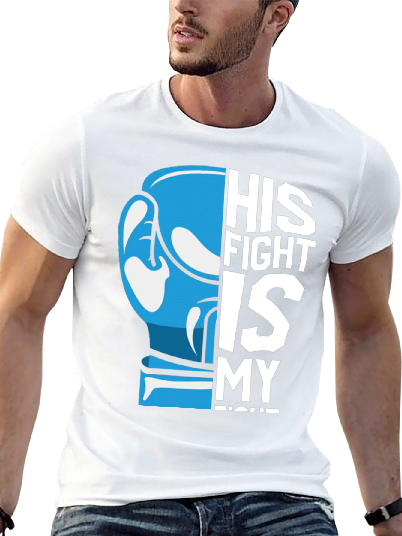 Black His Fight is My Fight T-Shirt - Support Awareness view 13