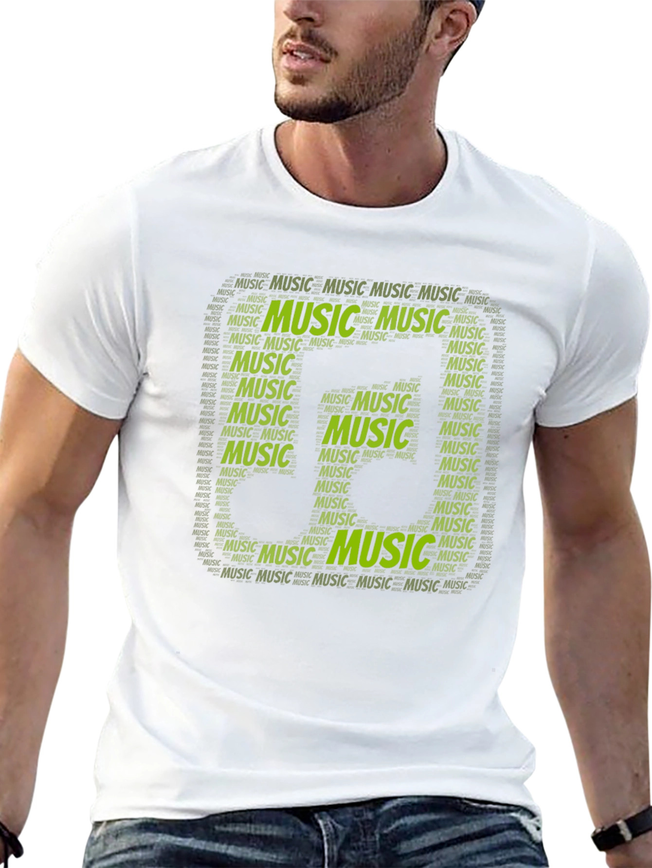 Black Music Note Word Art Graphic Black T-Shirt view 13