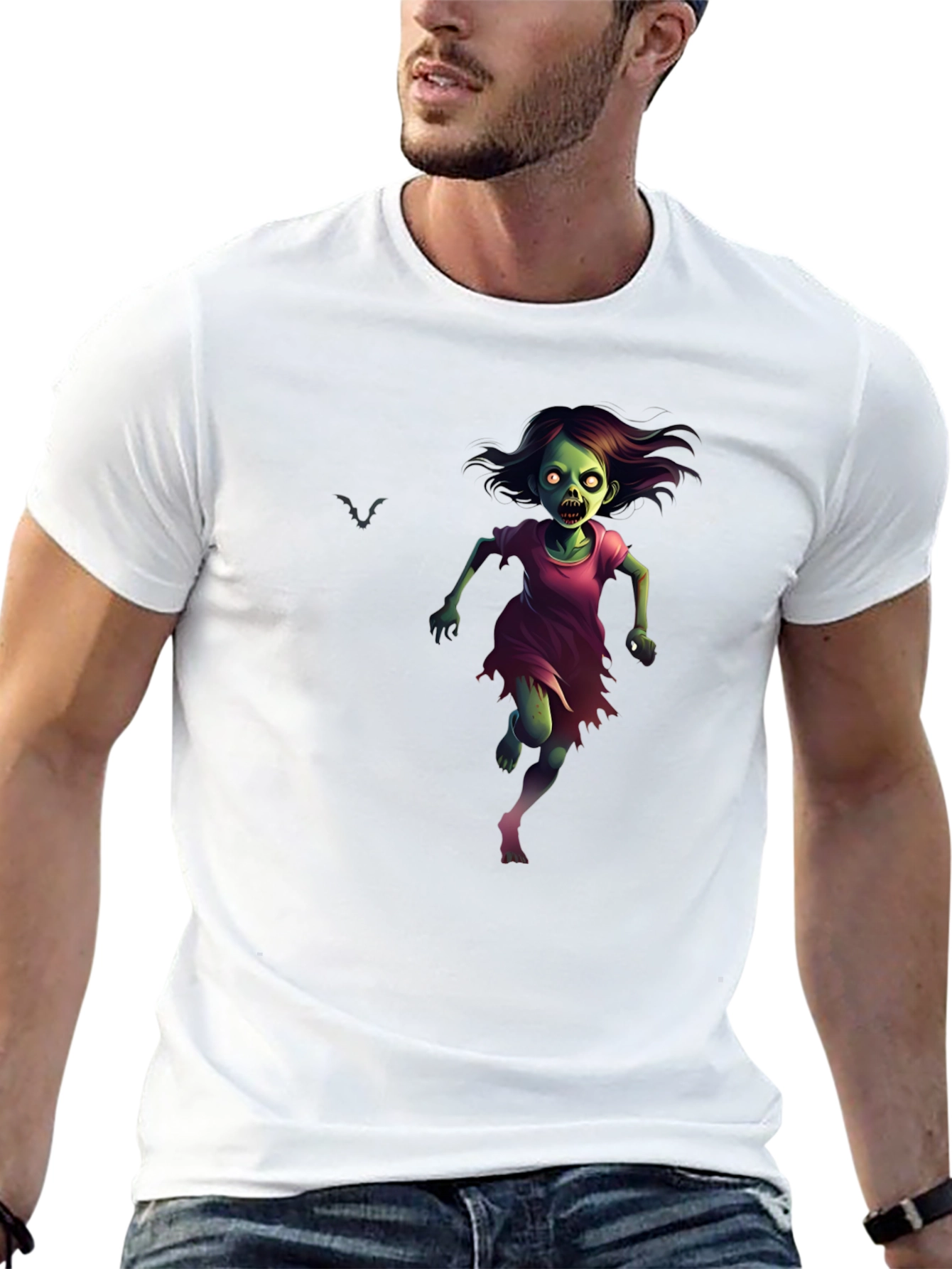 Black Zombie Girl Graphic Tee - Halloween Apparel view 13