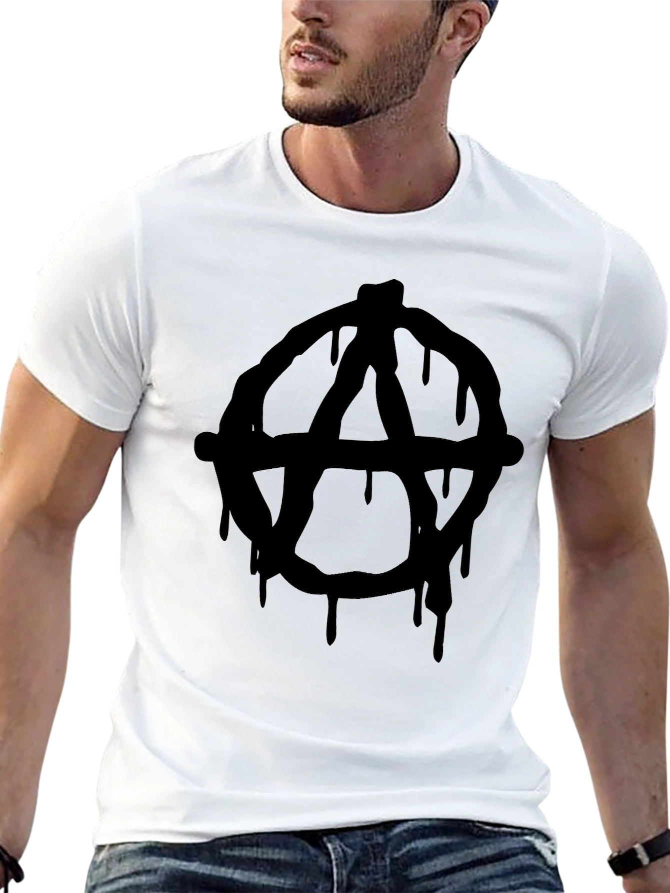 Black Anarchy Drip Black T-Shirt - Edgy & Bold Design view 13