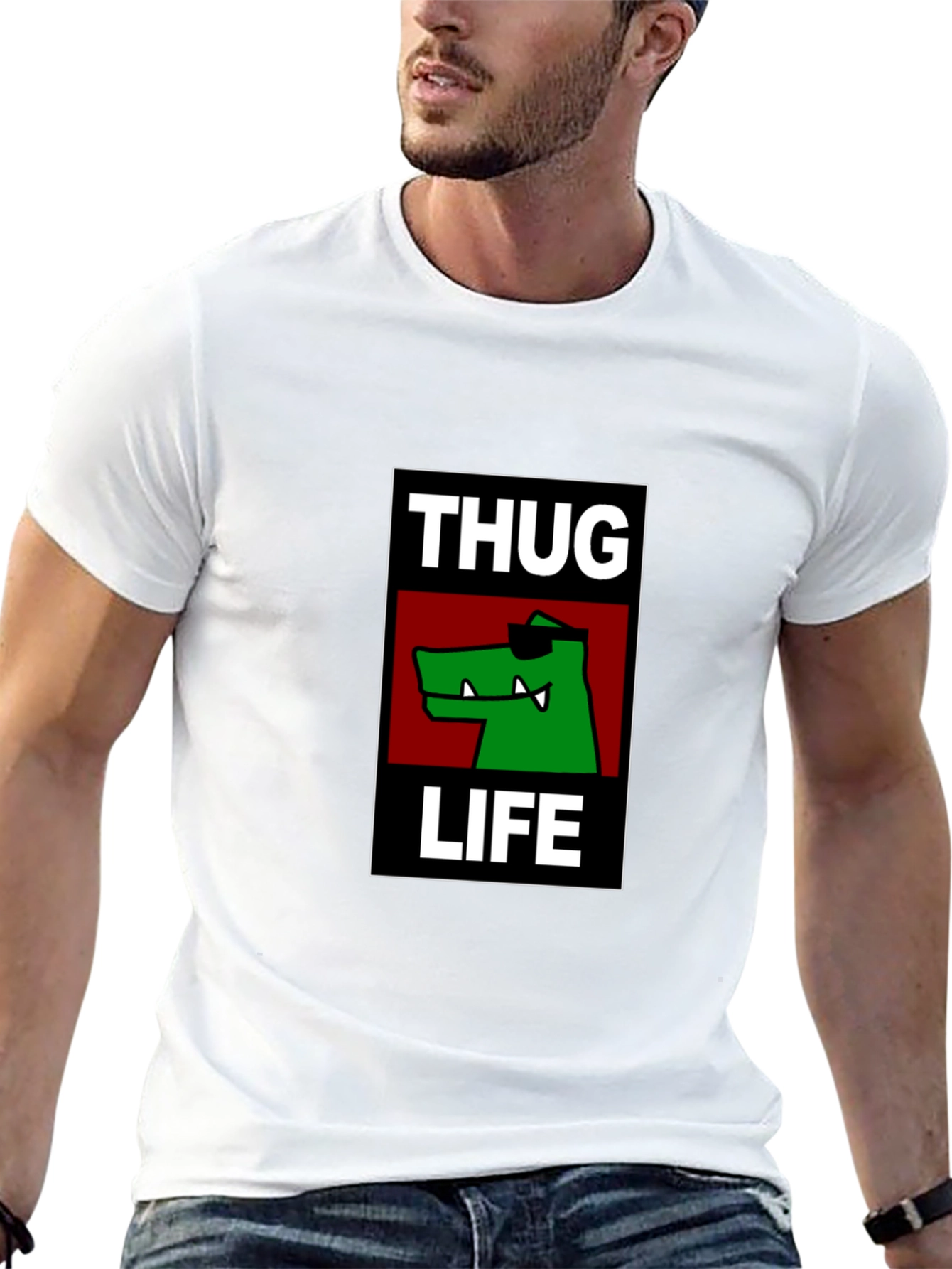 Black Thug Life Alligator Graphic Black T-Shirt view 13