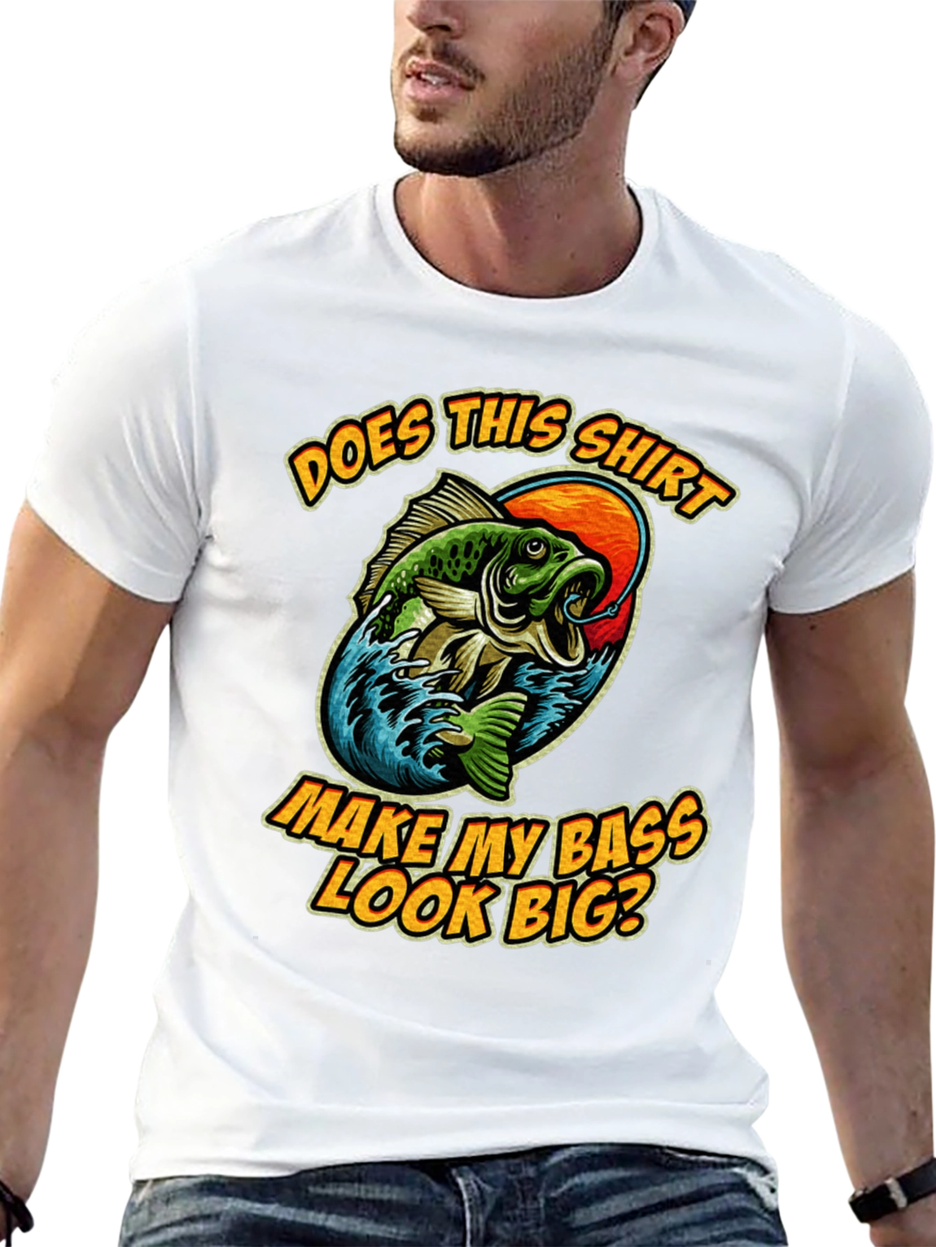 Black Funny Fishing T-Shirt - Make My Bass Look Big? view 13