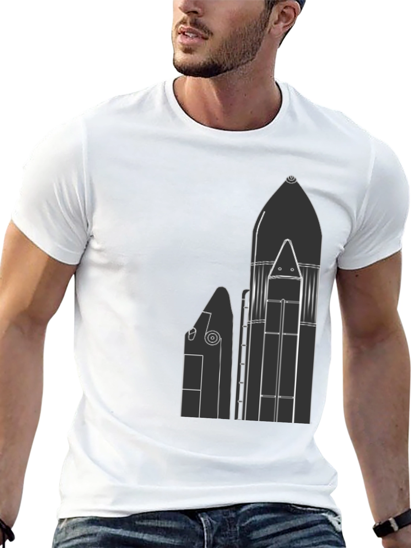 Black Space Shuttle T-Shirt - Black, Graphic Print view 13