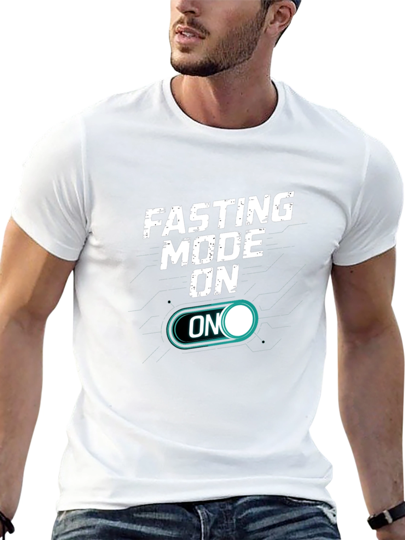 Black Fasting Mode On T-Shirt - Motivational Tee view 13