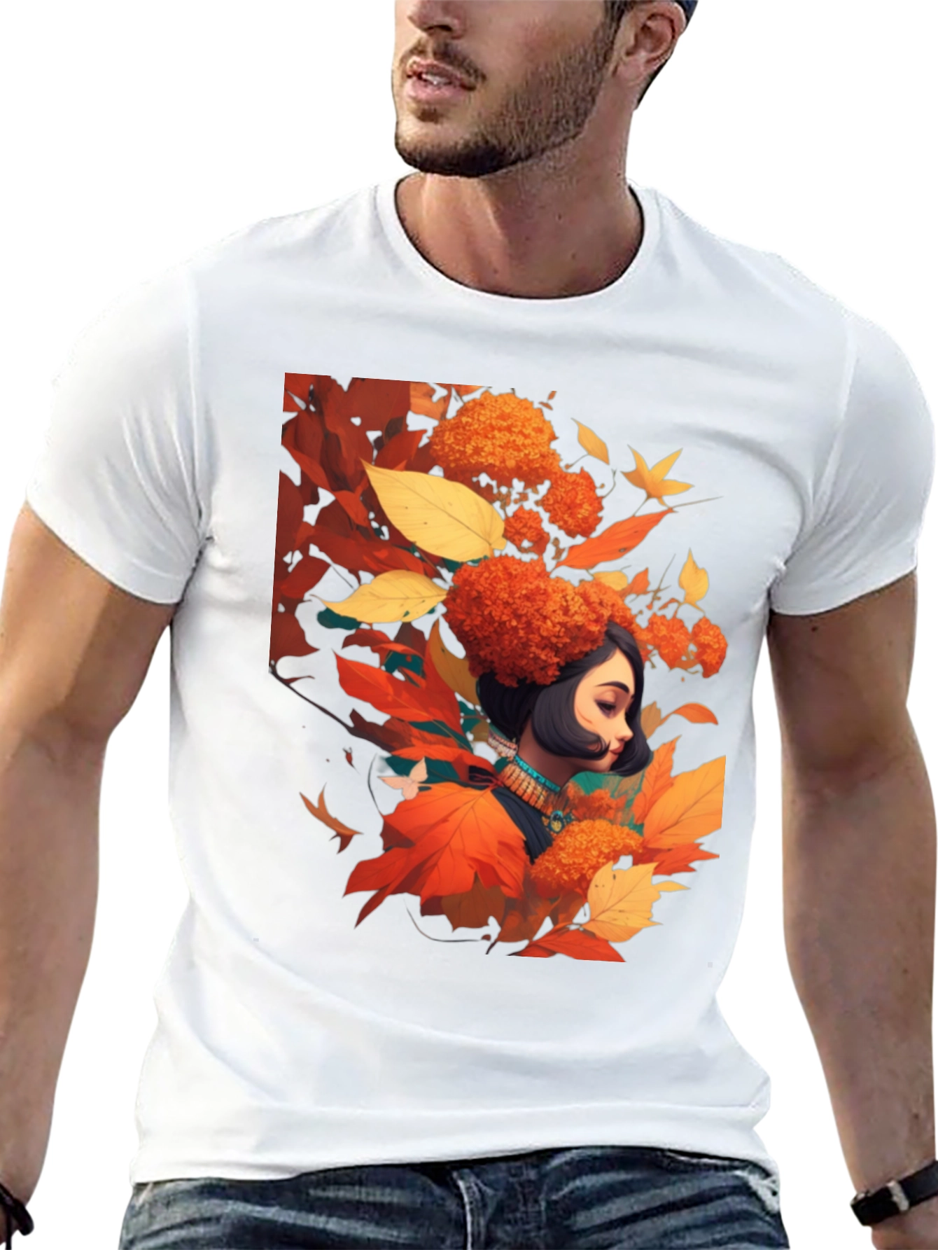 Black Autumnal Woman Graphic Black Tee view 13