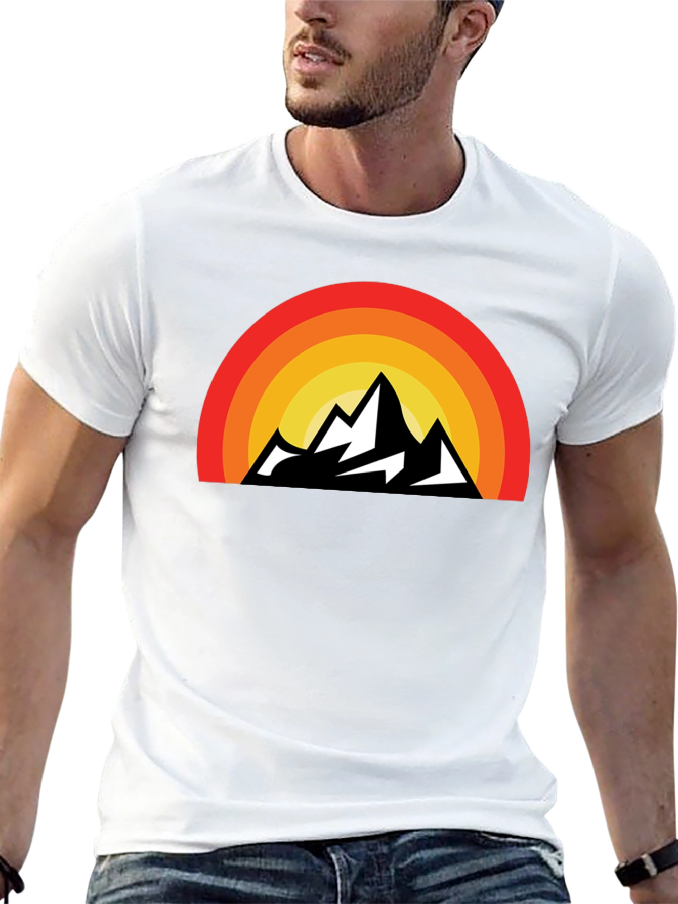 Black Retro Mountain Sunset Graphic Tee view 13