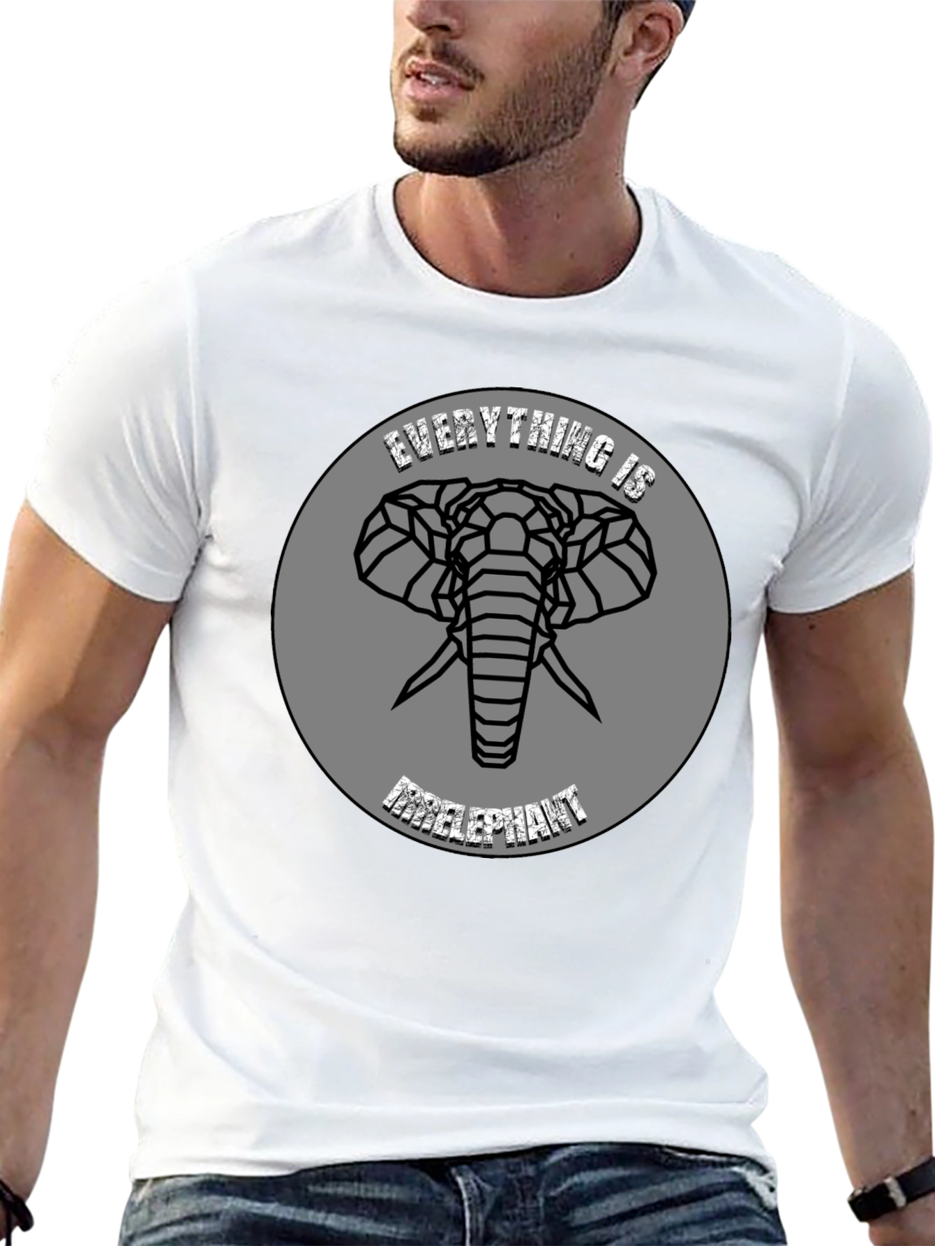 Black Geometric Elephant T-Shirt - Stylish Graphic Tee view 13