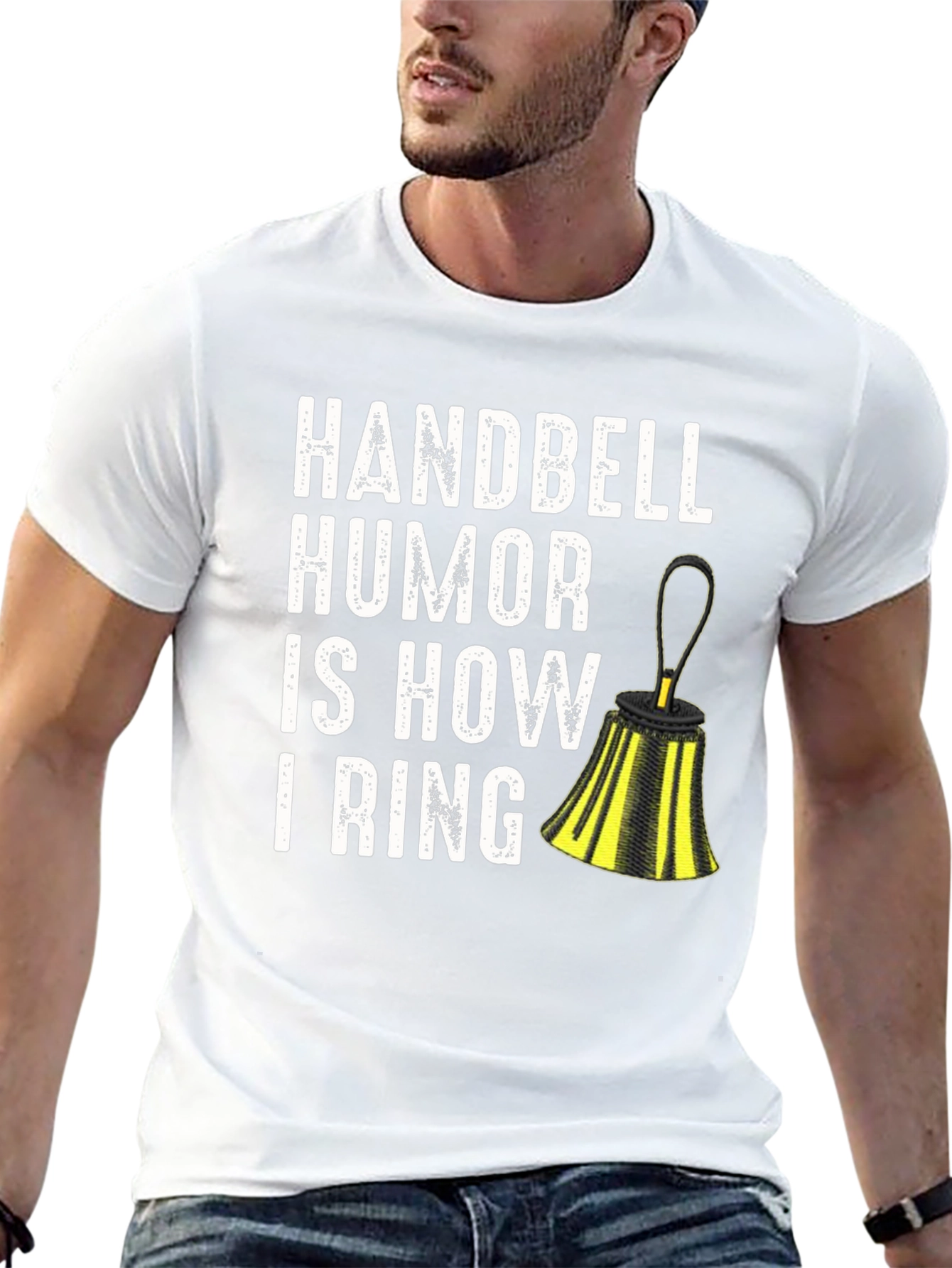 Black Handbell Humor T-Shirt - 'I Ring' Design view 13