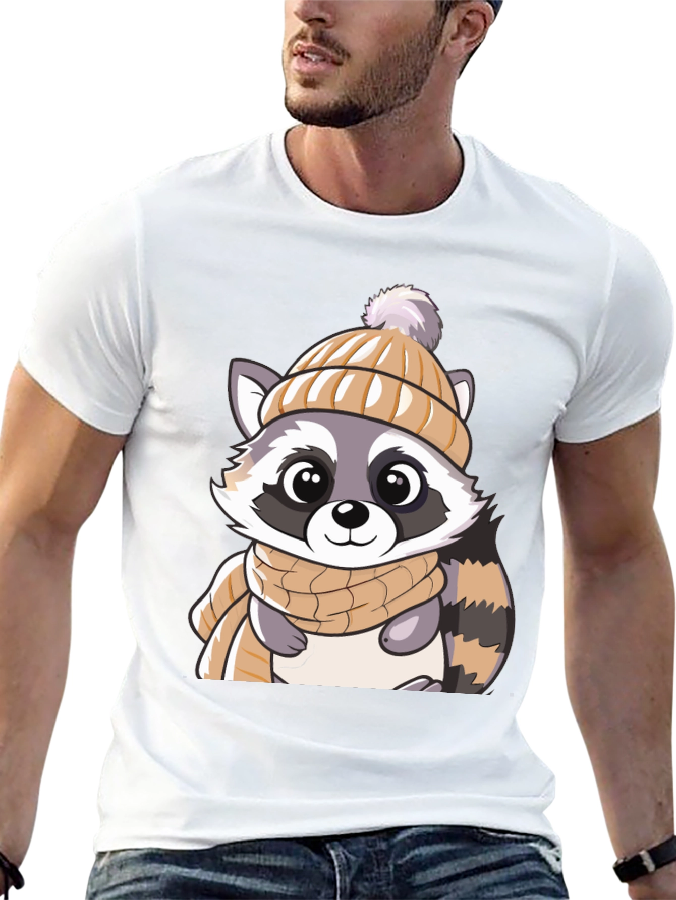 Black Cute Raccoon Graphic Tee view 13