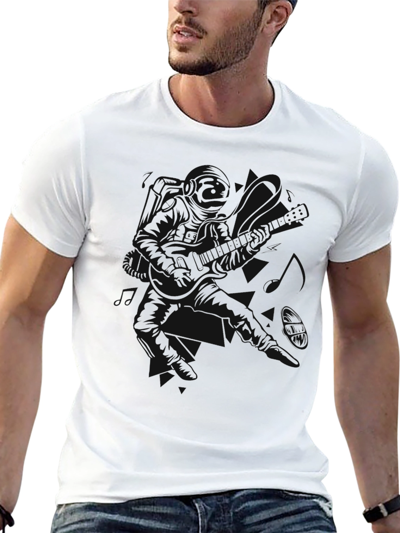 Black Men's Black Crew Neck Short Sleeve T-Shirt view 13