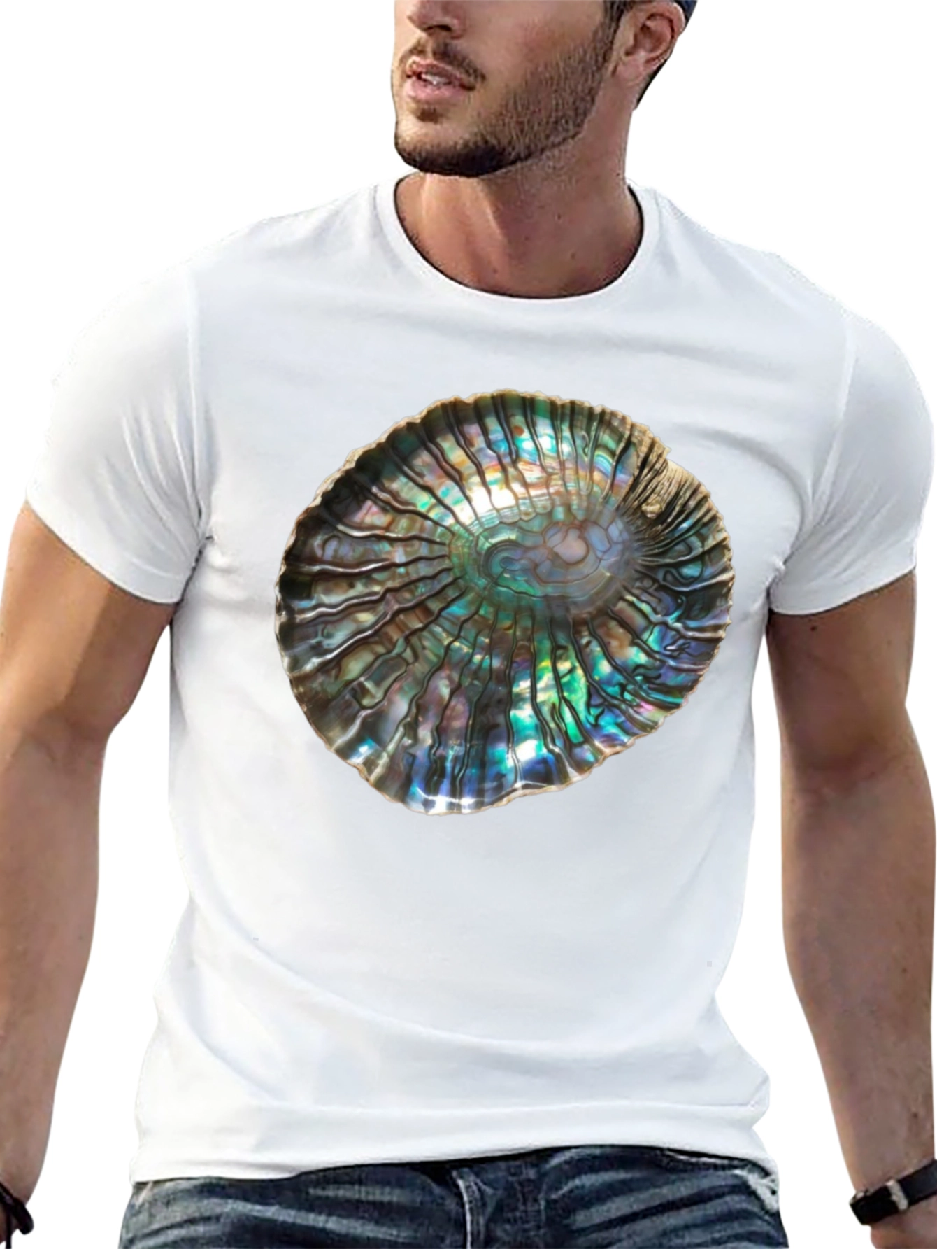 Black Iridescent Abalone Shell Graphic Tee - Unisex view 13