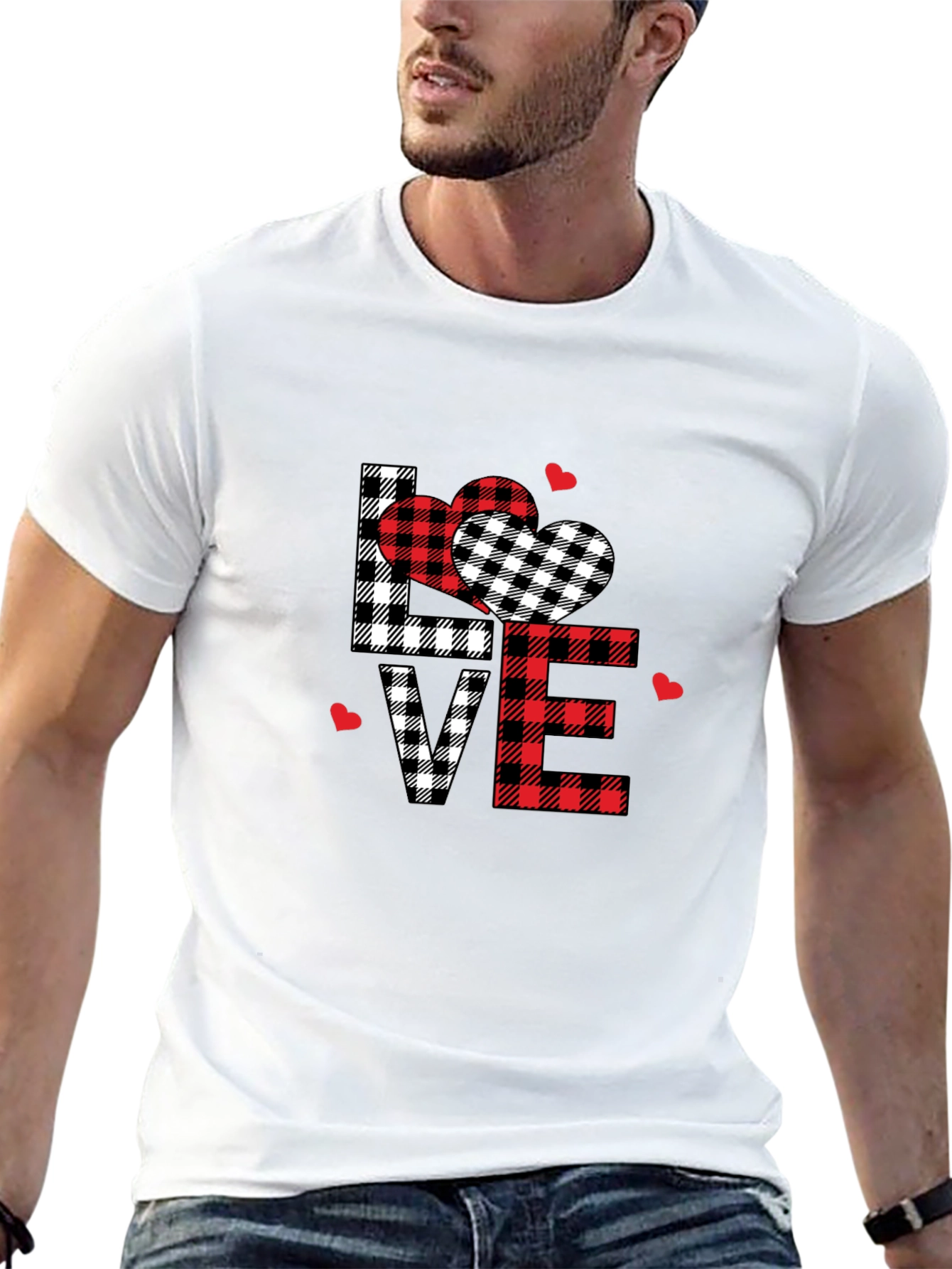 Black Love Plaid Graphic Tee view 13