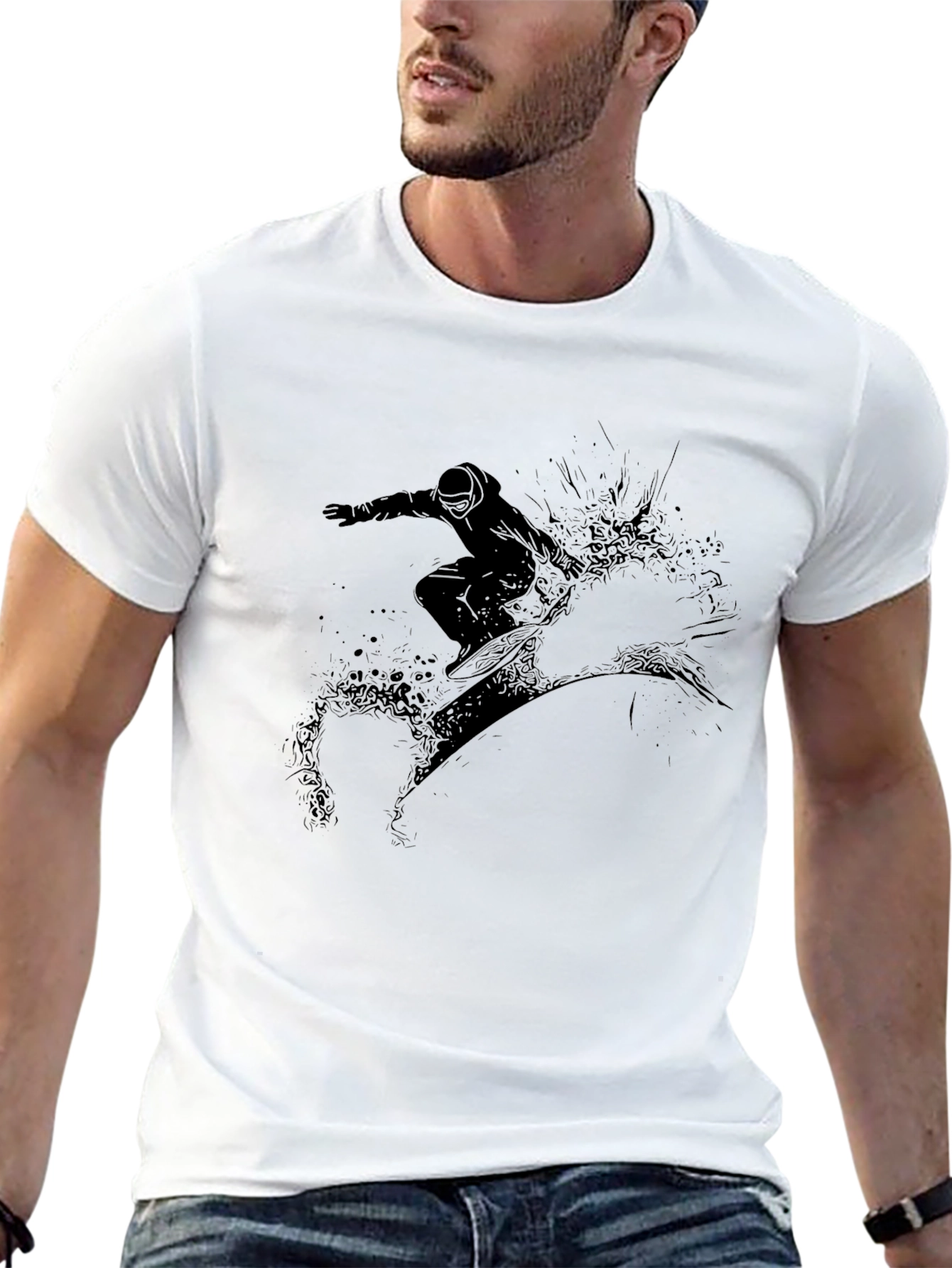 Black Black Snowboard Graphic Tee - Men's view 13