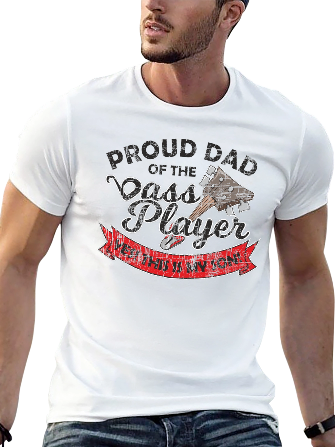Black Proud Dad of Bass Player T-Shirt view 13