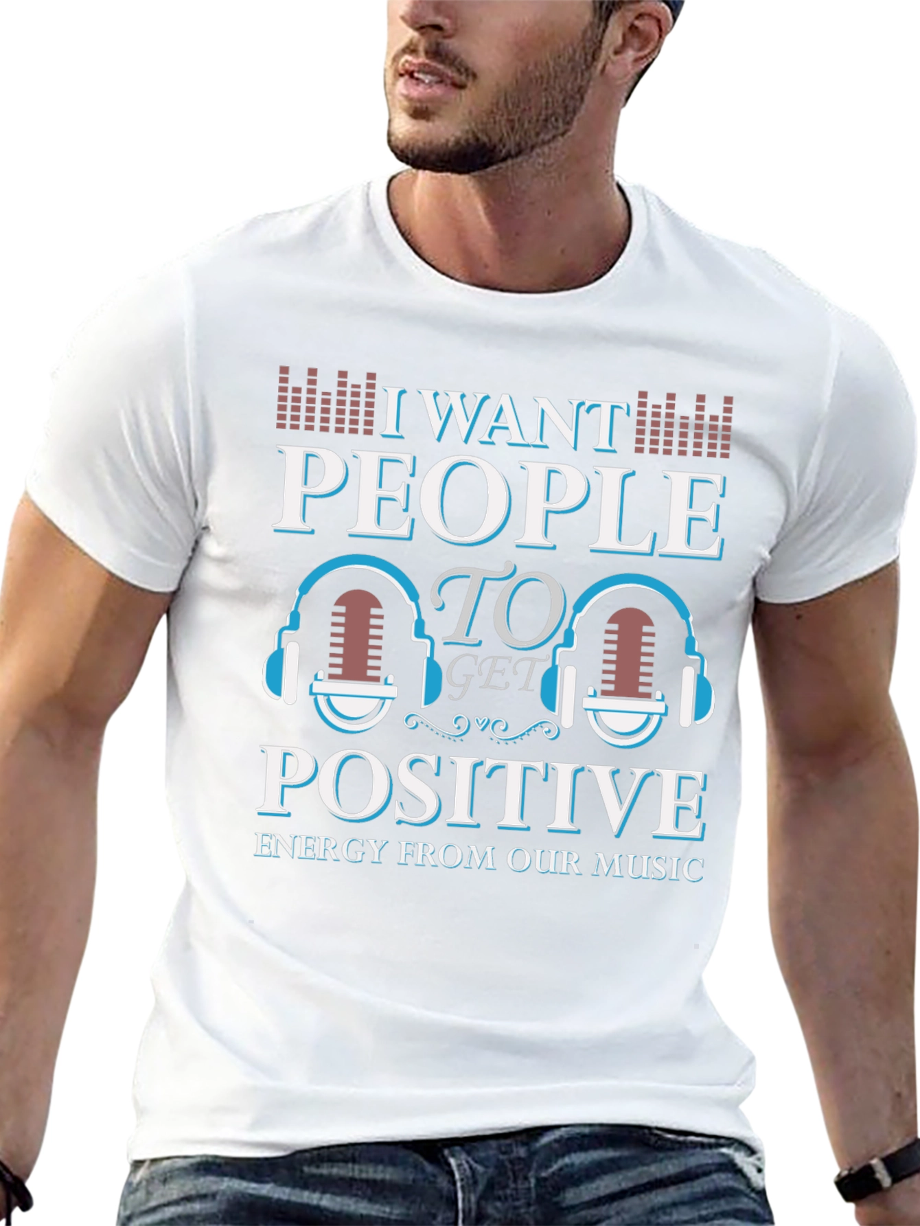 Black I Want People Positive Energy Music T-Shirt view 13