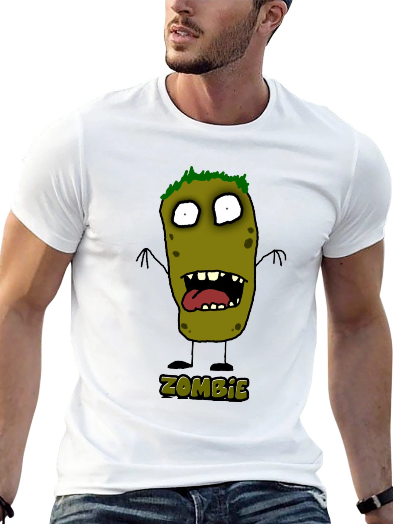 Black Zombie Cartoon Graphic Black T-Shirt view 13