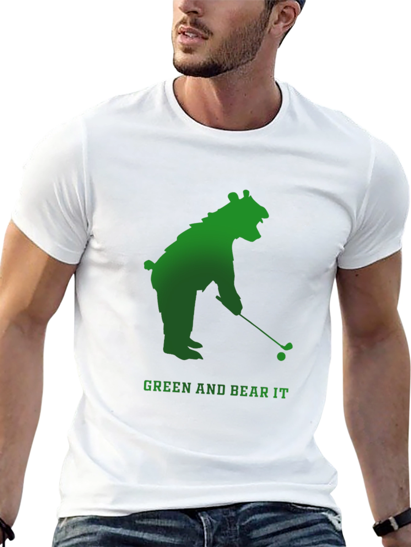 Black Green and Bear It Golf T-Shirt view 13
