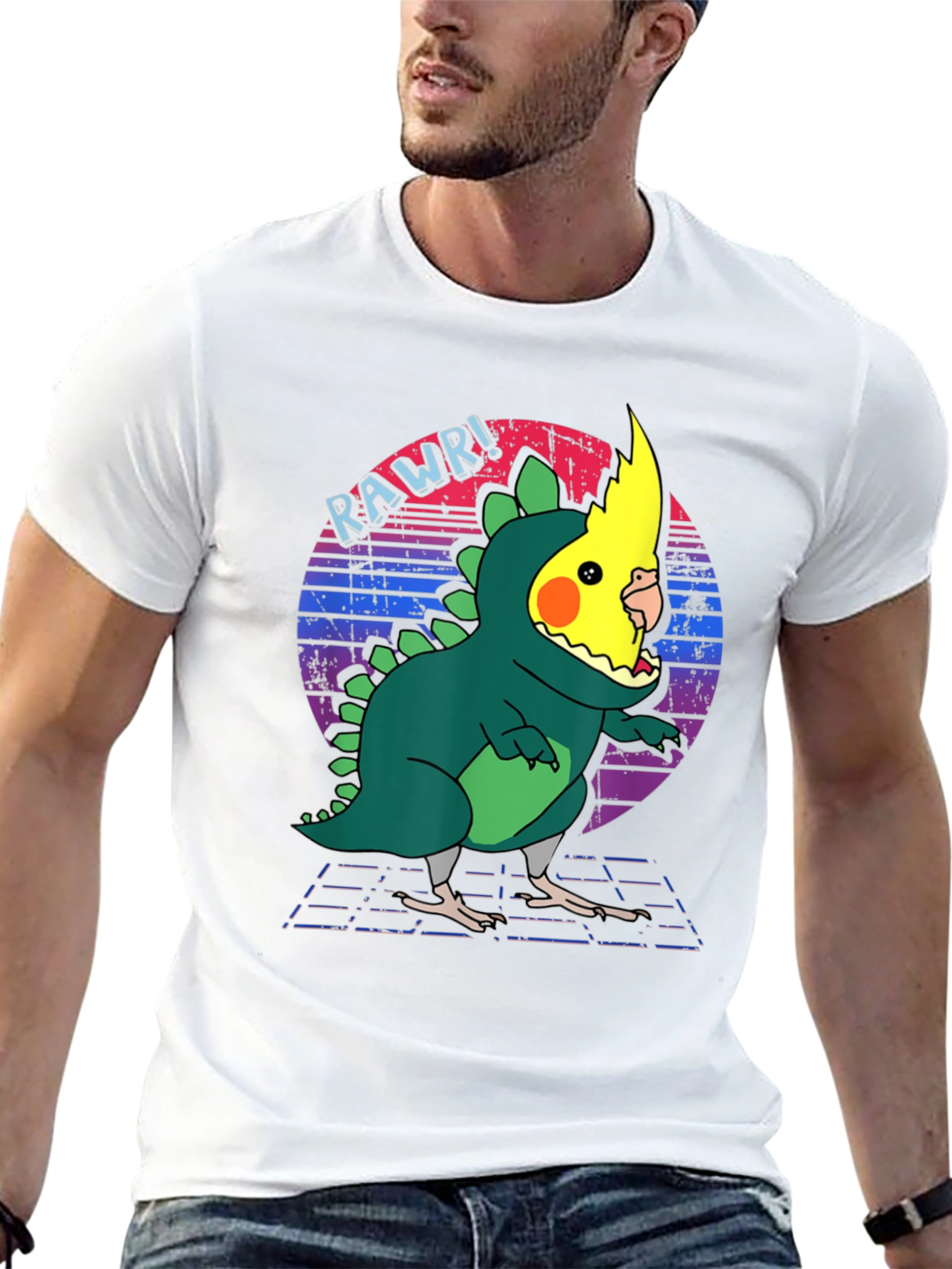 Black Funny Cockatiel Dinosaur T-Shirt view 13
