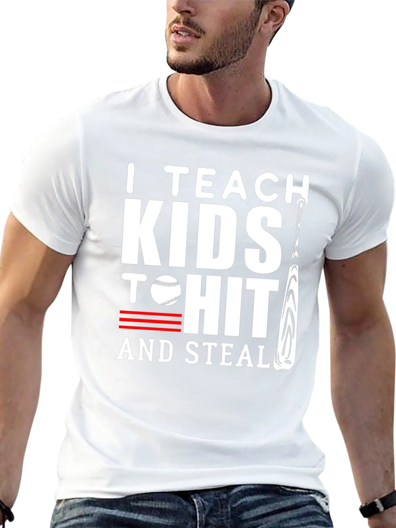 Black I Teach Kids to Hit and Steal Baseball T-Shirt view 13