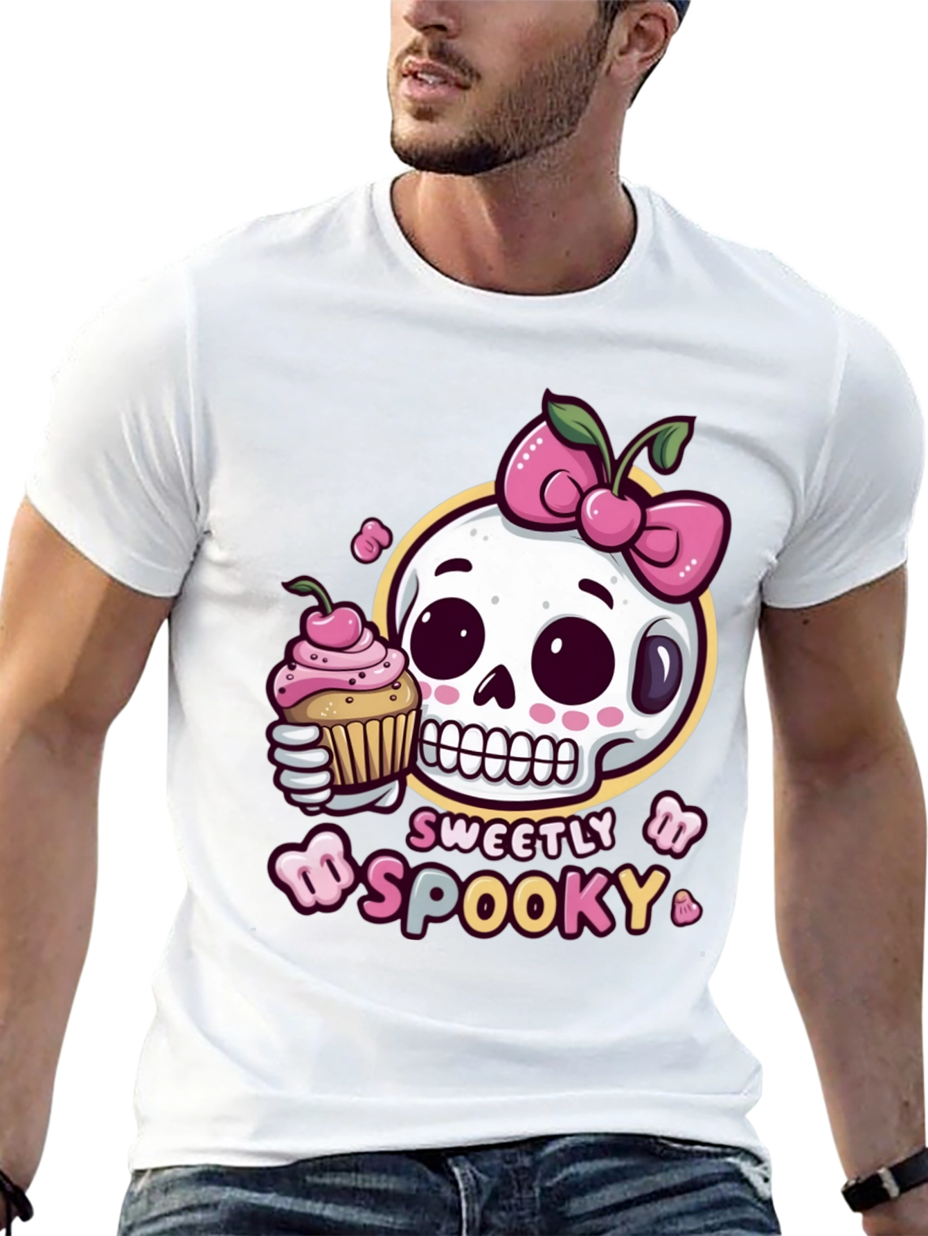 Black Sweetly Spooky Skull T-Shirt view 13