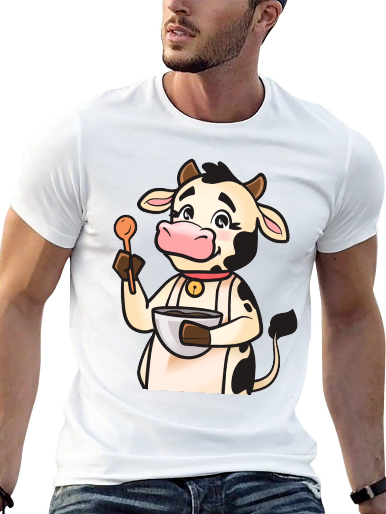 Black Cow Chef T-Shirt - Cute Cartoon Cooking Tee view 13