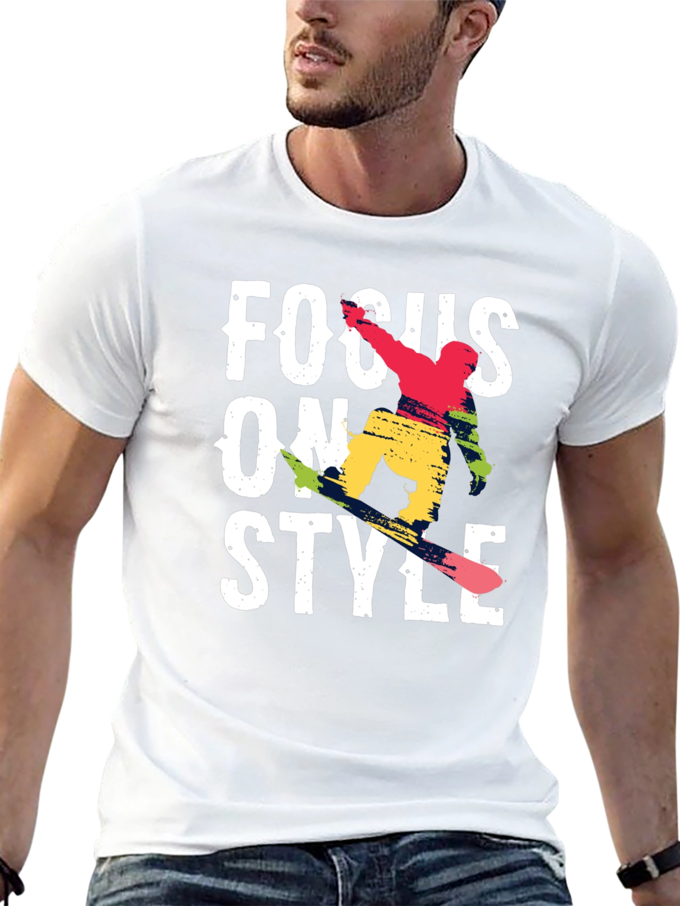 Black Focus on Style Graphic Tee | Trendy Black Cotton Shirt view 13