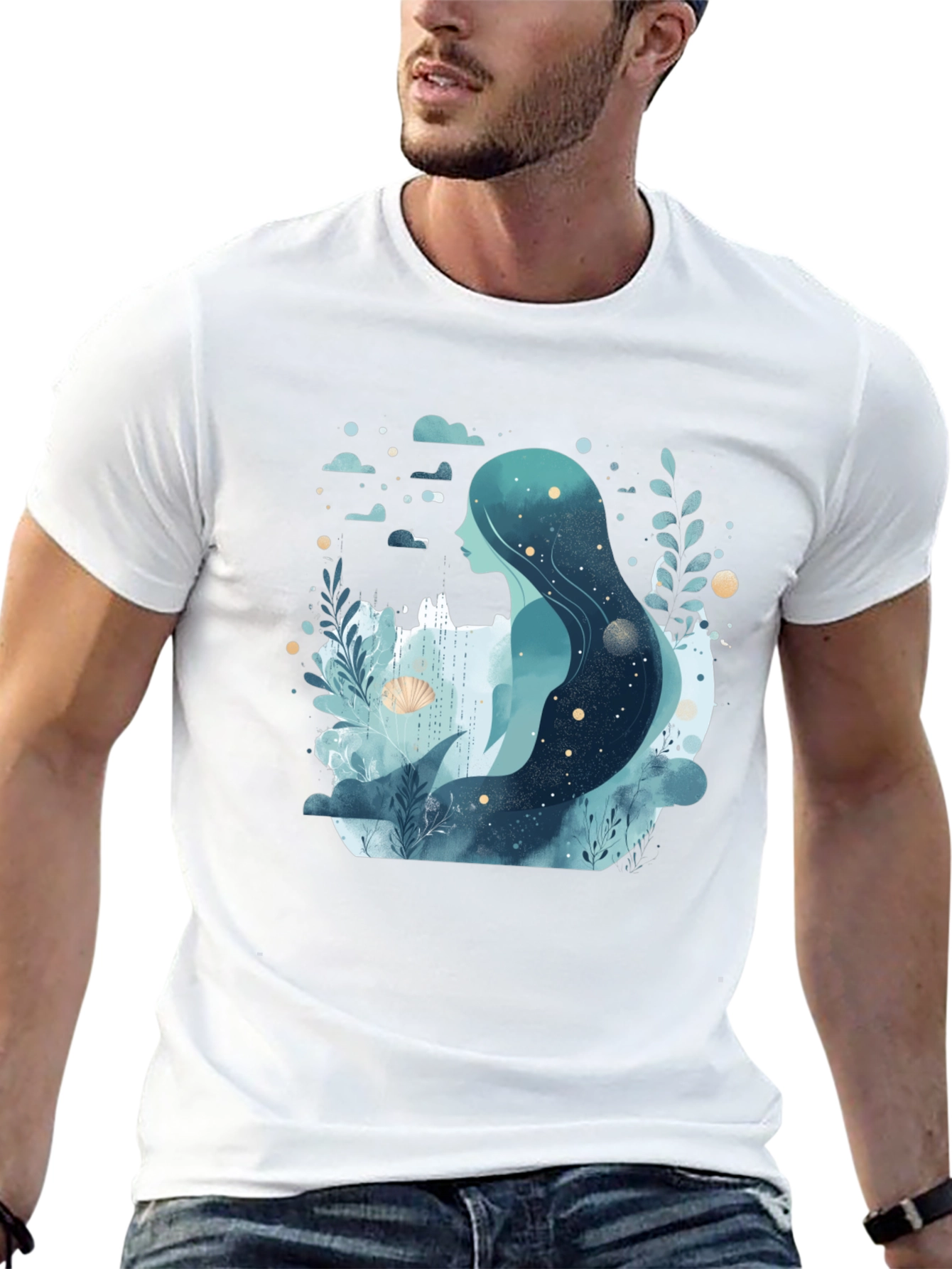 Black Celestial Mermaid Graphic Tee - Black view 13