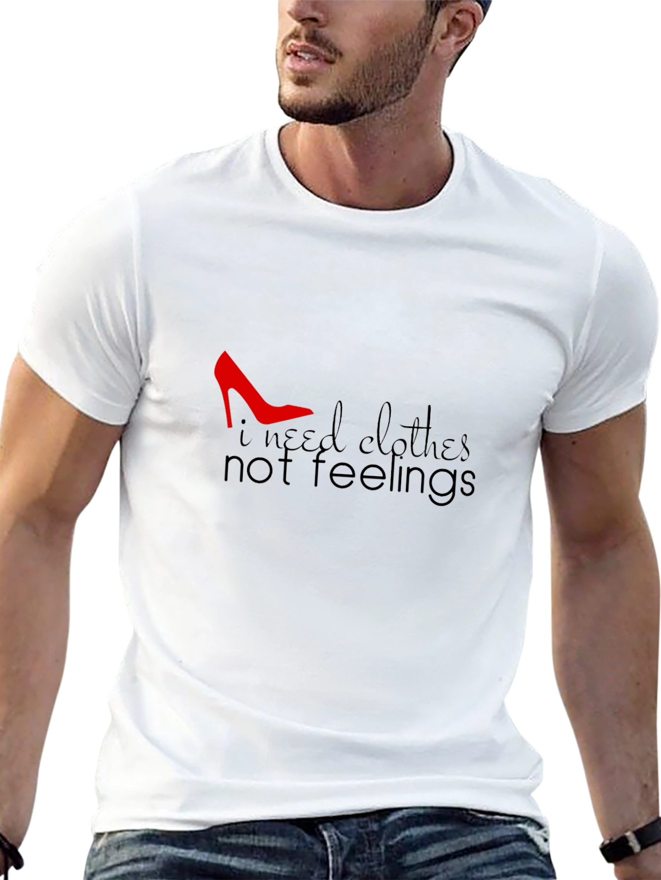 Black I Need Clothes Not Feelings T-Shirt - Black view 13