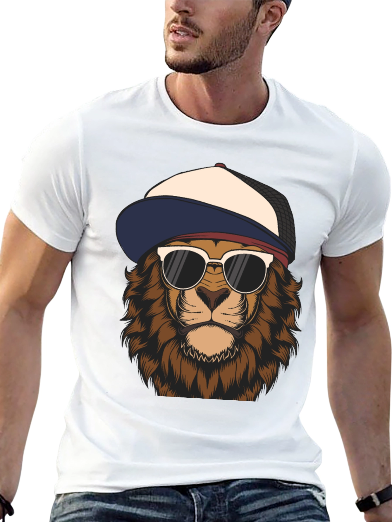 Black Cool Lion Graphic Tee - Trendy Urban Style view 13