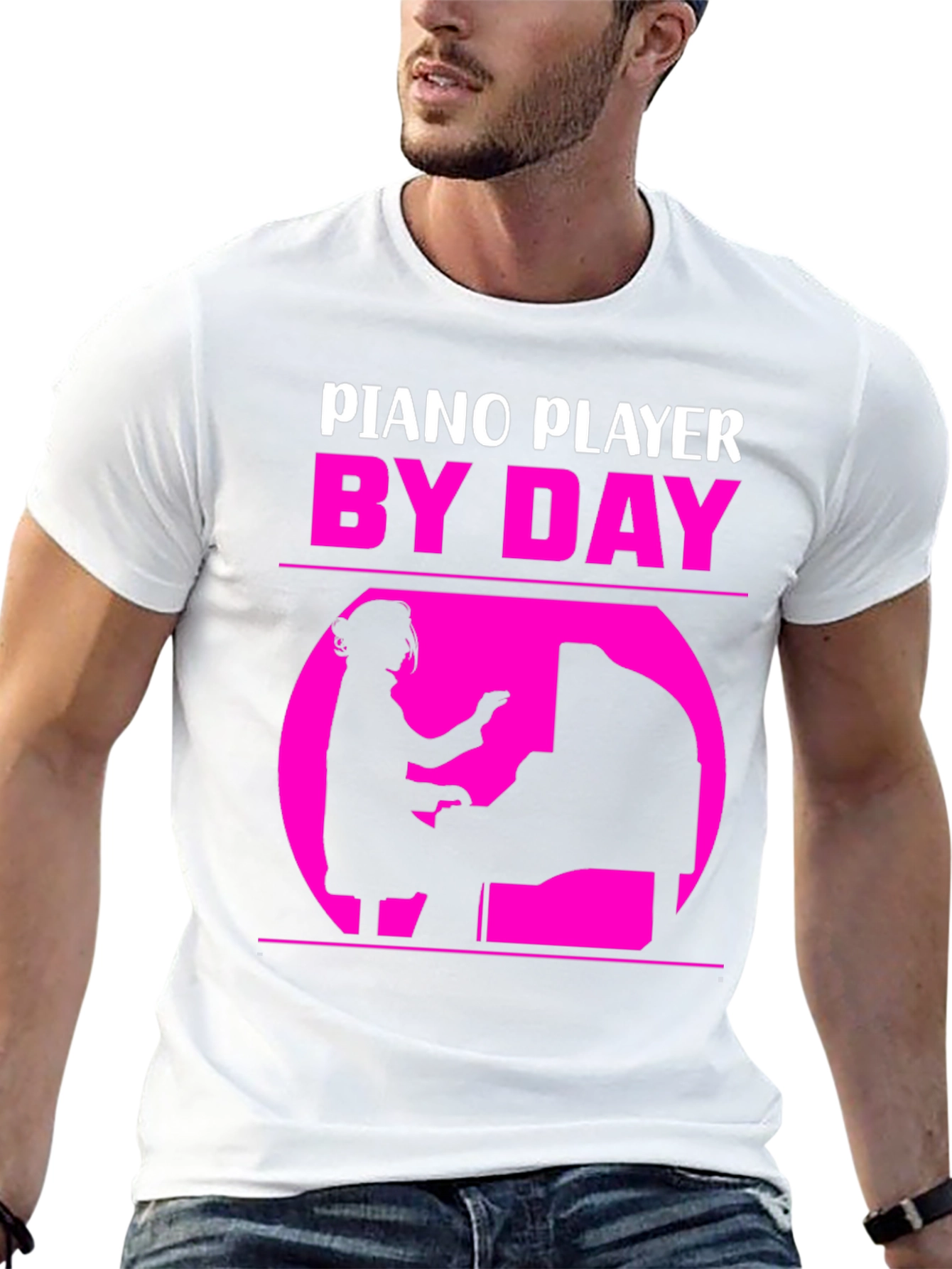 Black Piano Player By Day T-Shirt - Musician Gift view 13