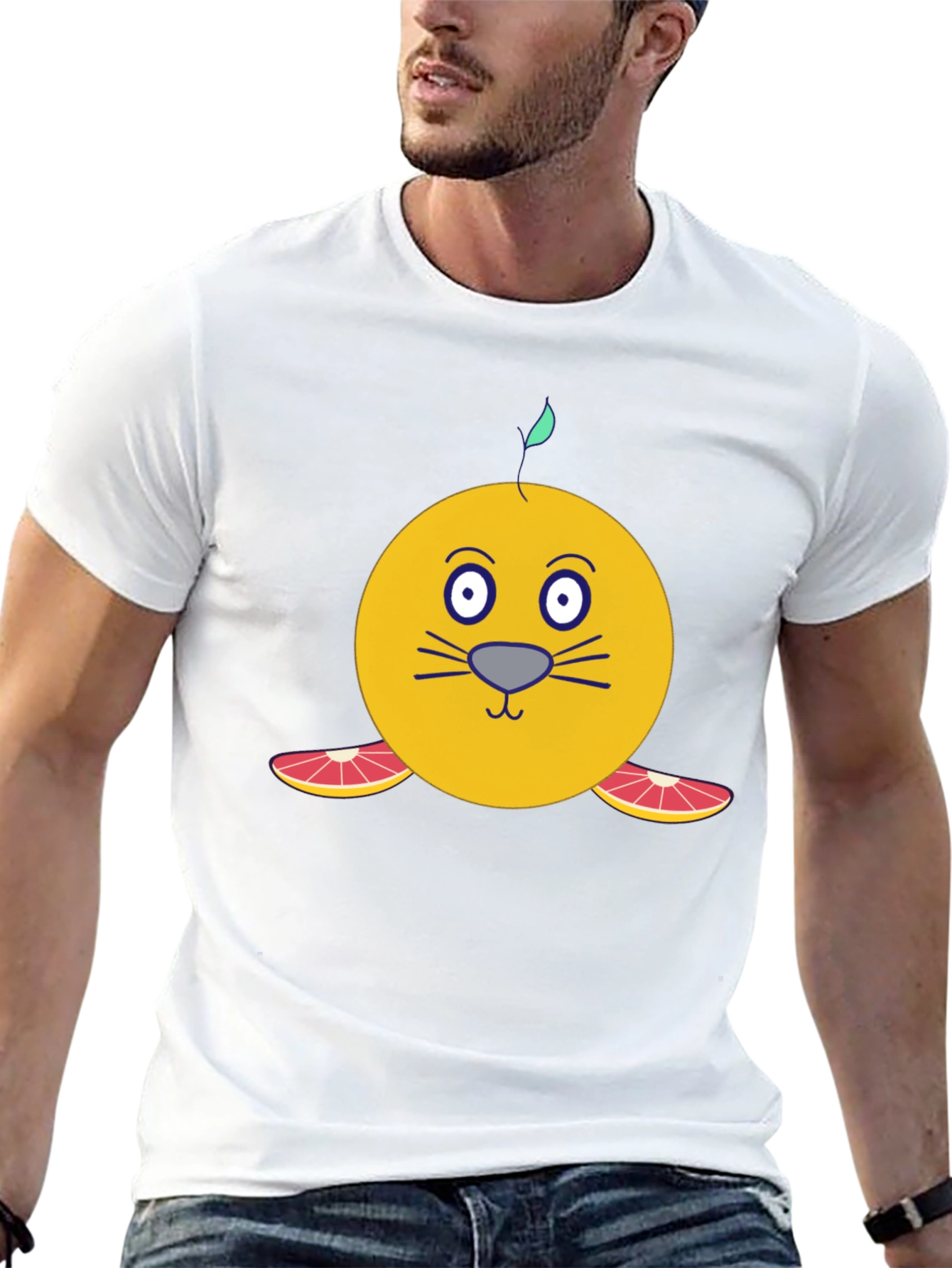 Black Citrus Seal Graphic T-Shirt - Unique Cartoon Design view 13