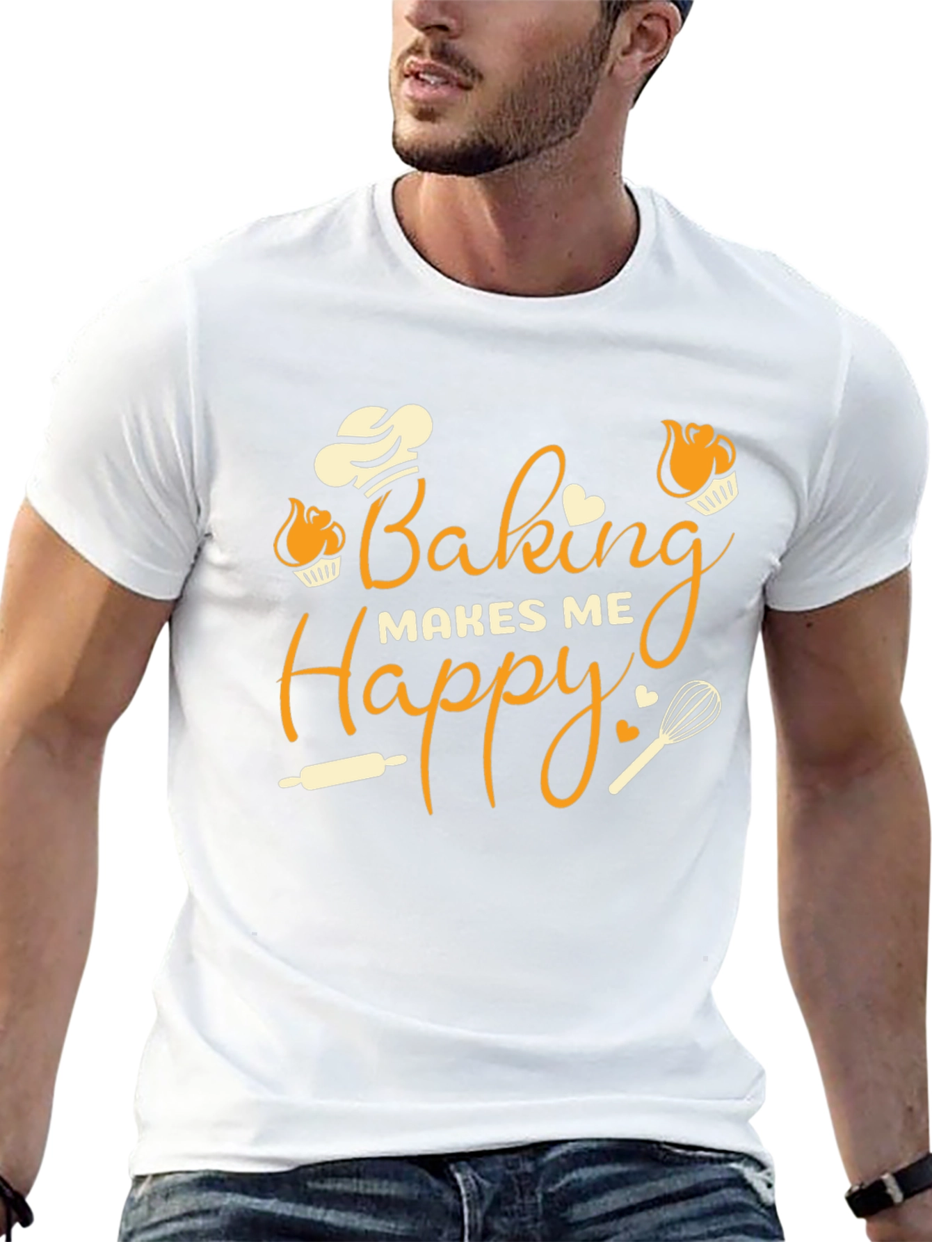 Black Baking Makes Me Happy Graphic T-Shirt view 13
