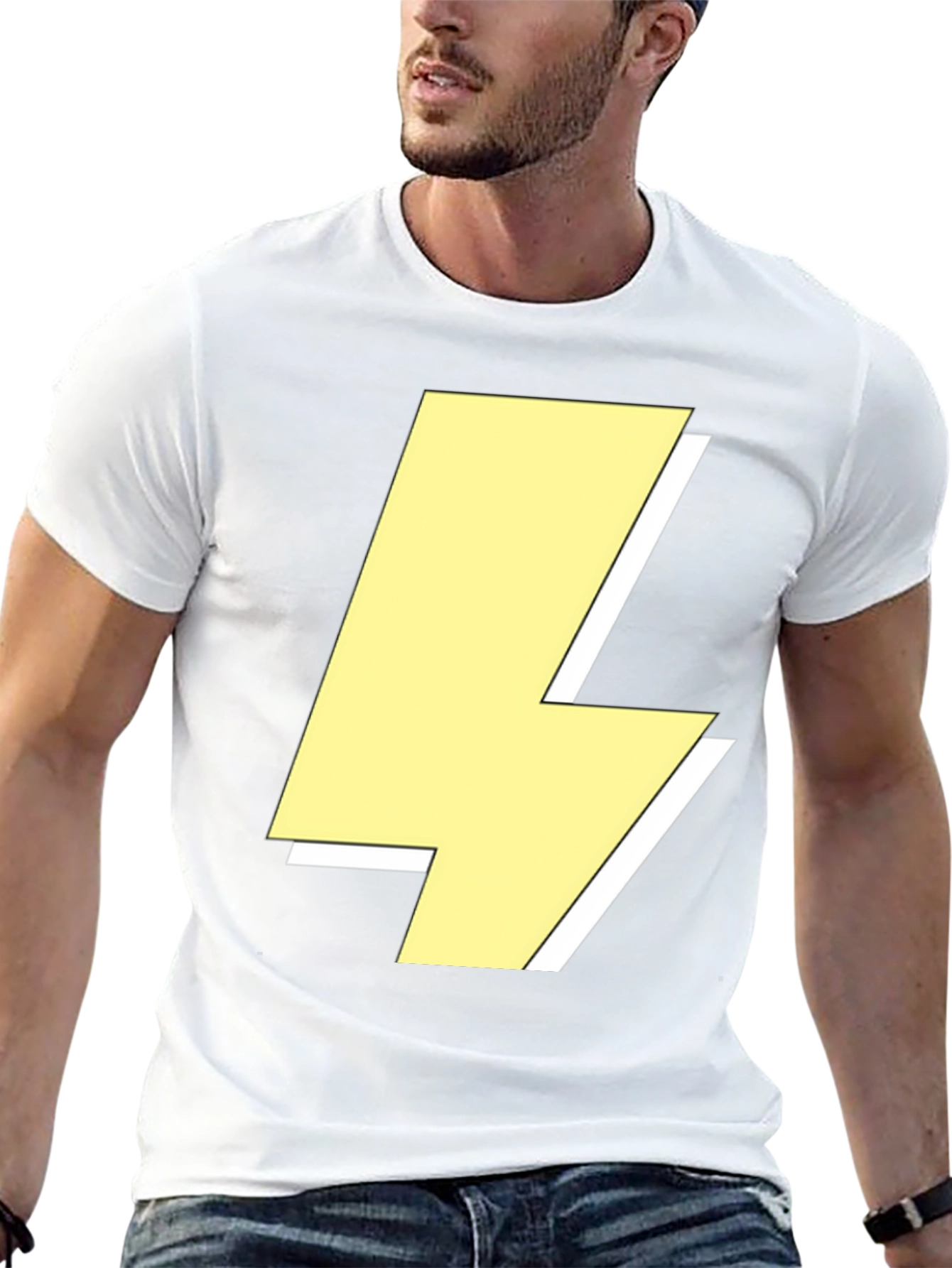 Black Lightning Bolt Graphic Tee - Black Crew Neck Shirt view 13
