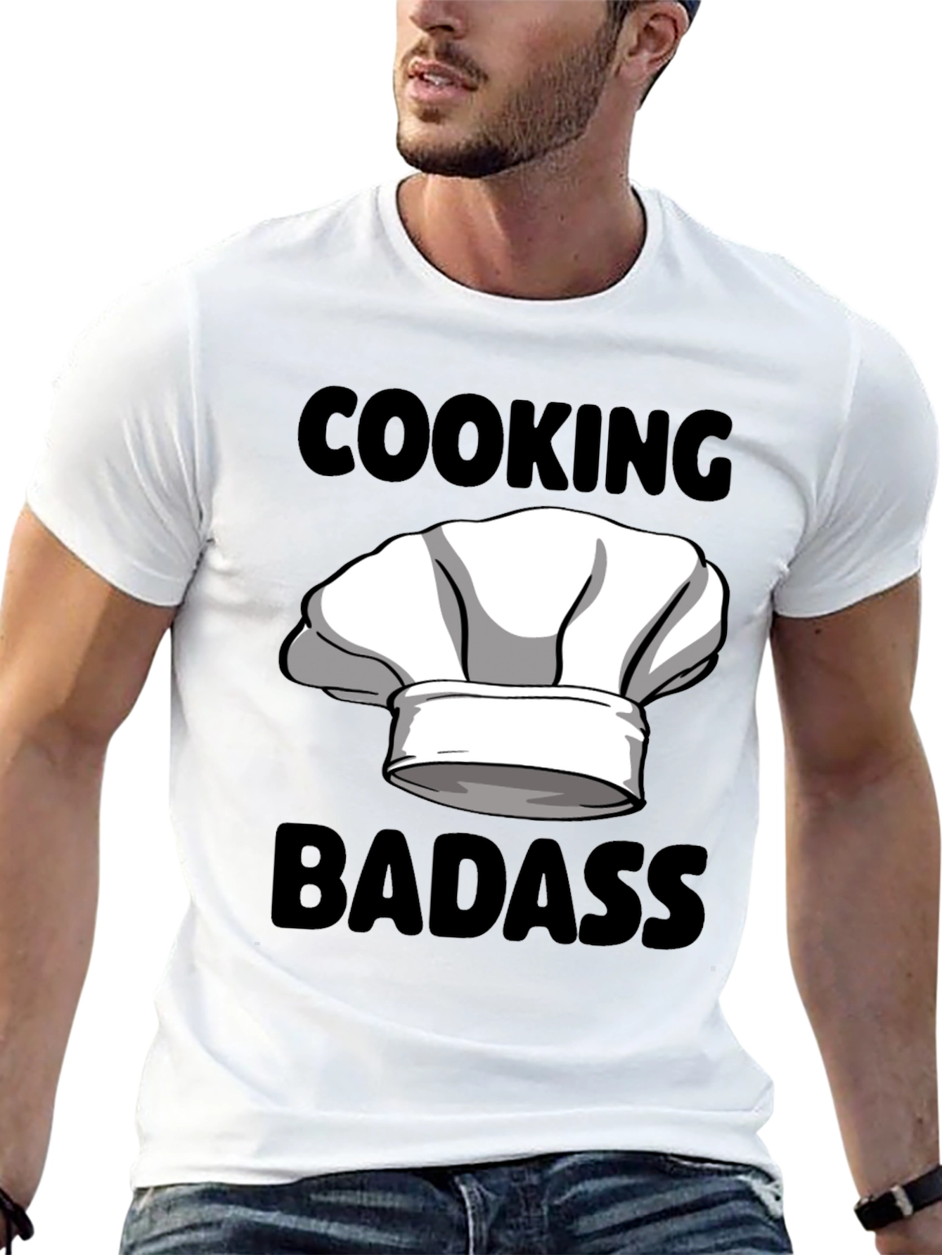 Black Cooking Badass Graphic Tee - Chef's Hat Humor view 13