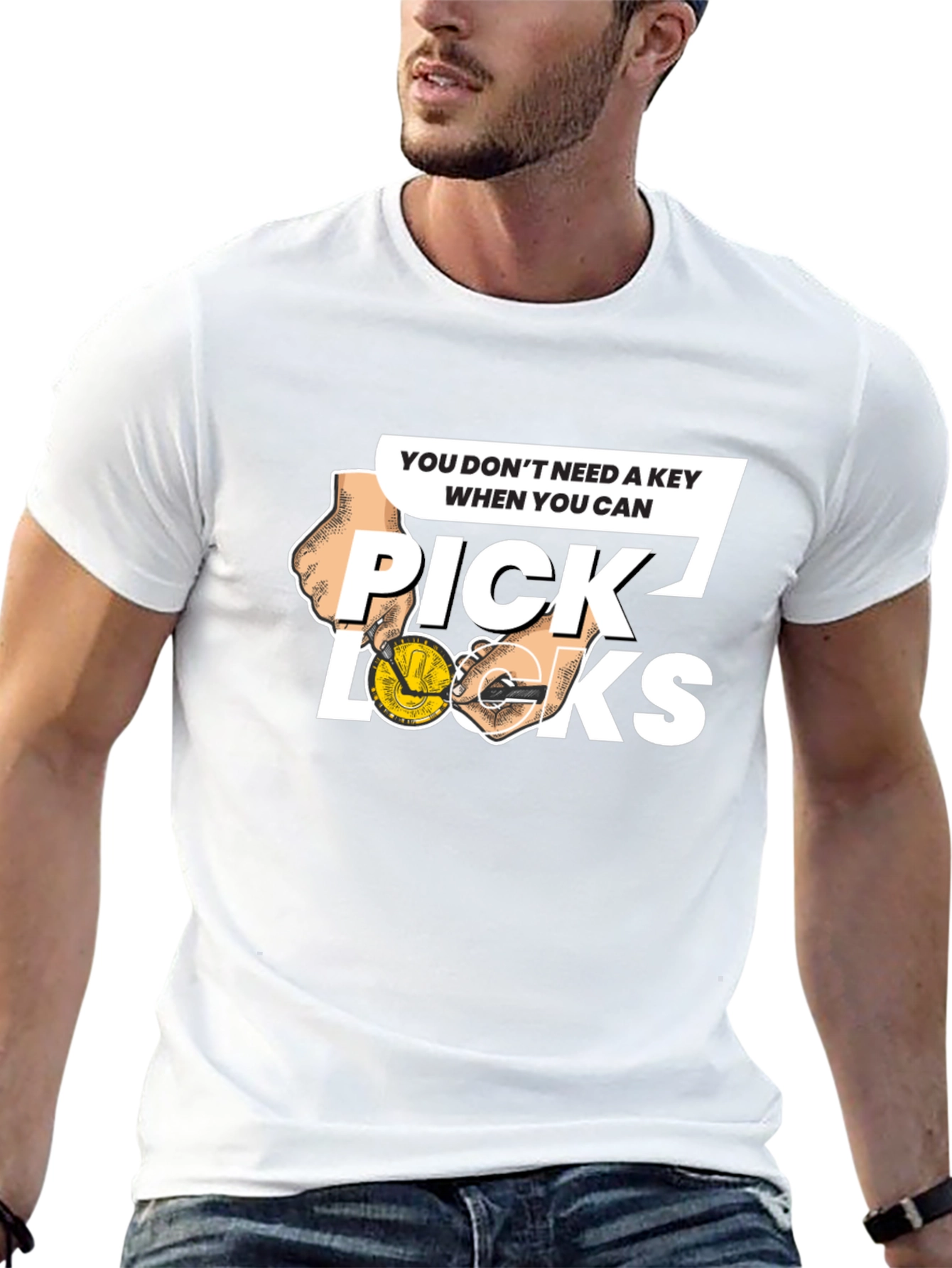 Black Pick Locks Graphic Tee - Locksmith Humor T-Shirt view 13