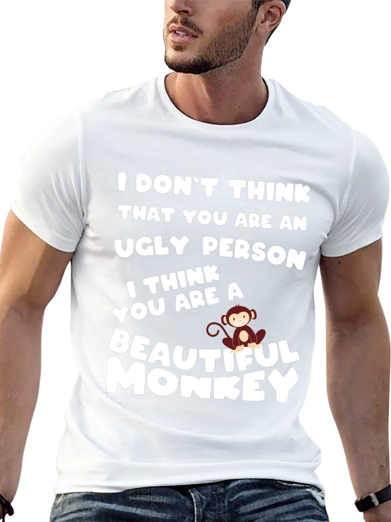 Black Funny Monkey T-Shirt - Beautiful Monkey Design view 13