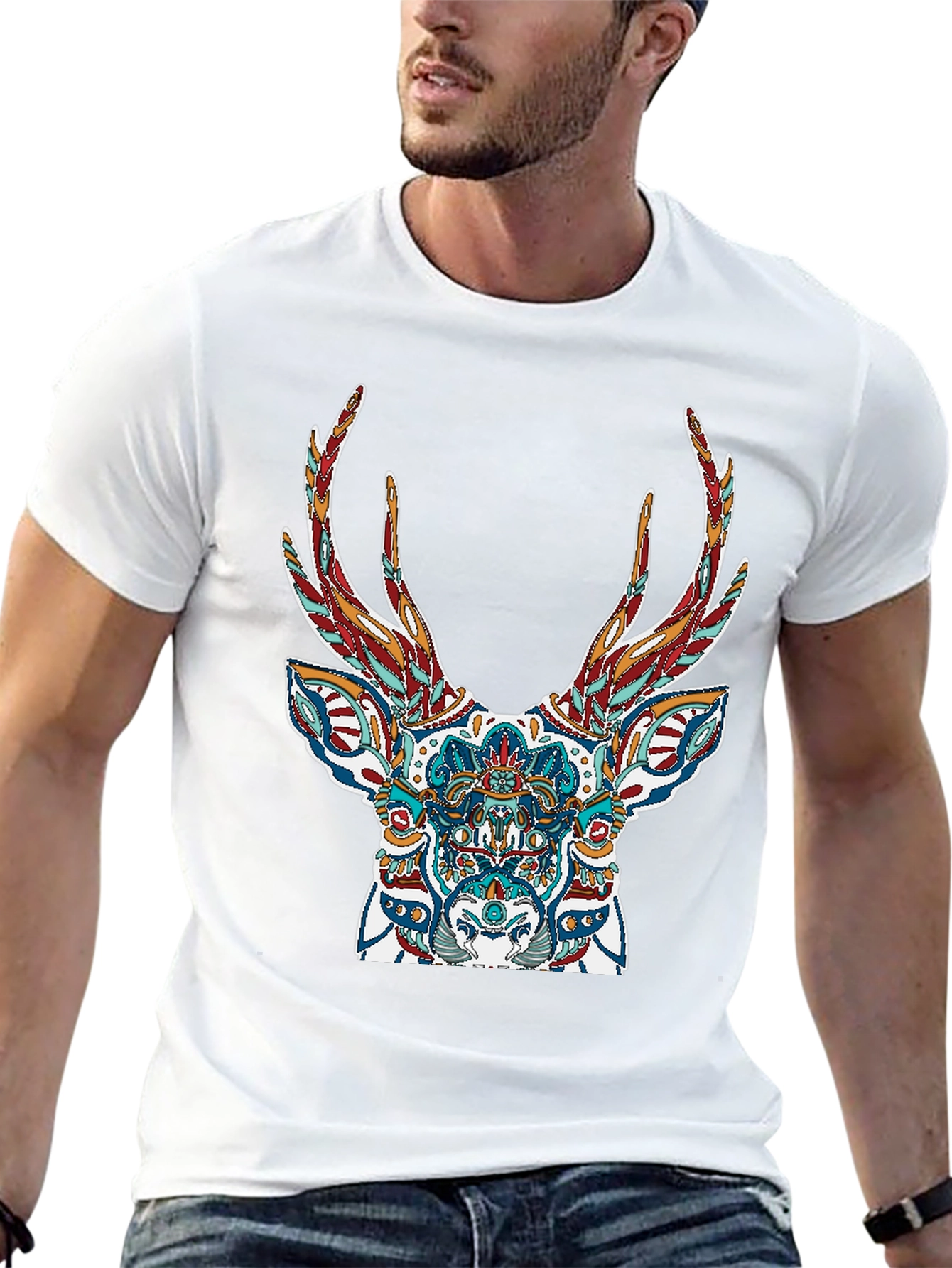 Black Deer Graphic Tee - Stylish Men's Black T-Shirt view 13