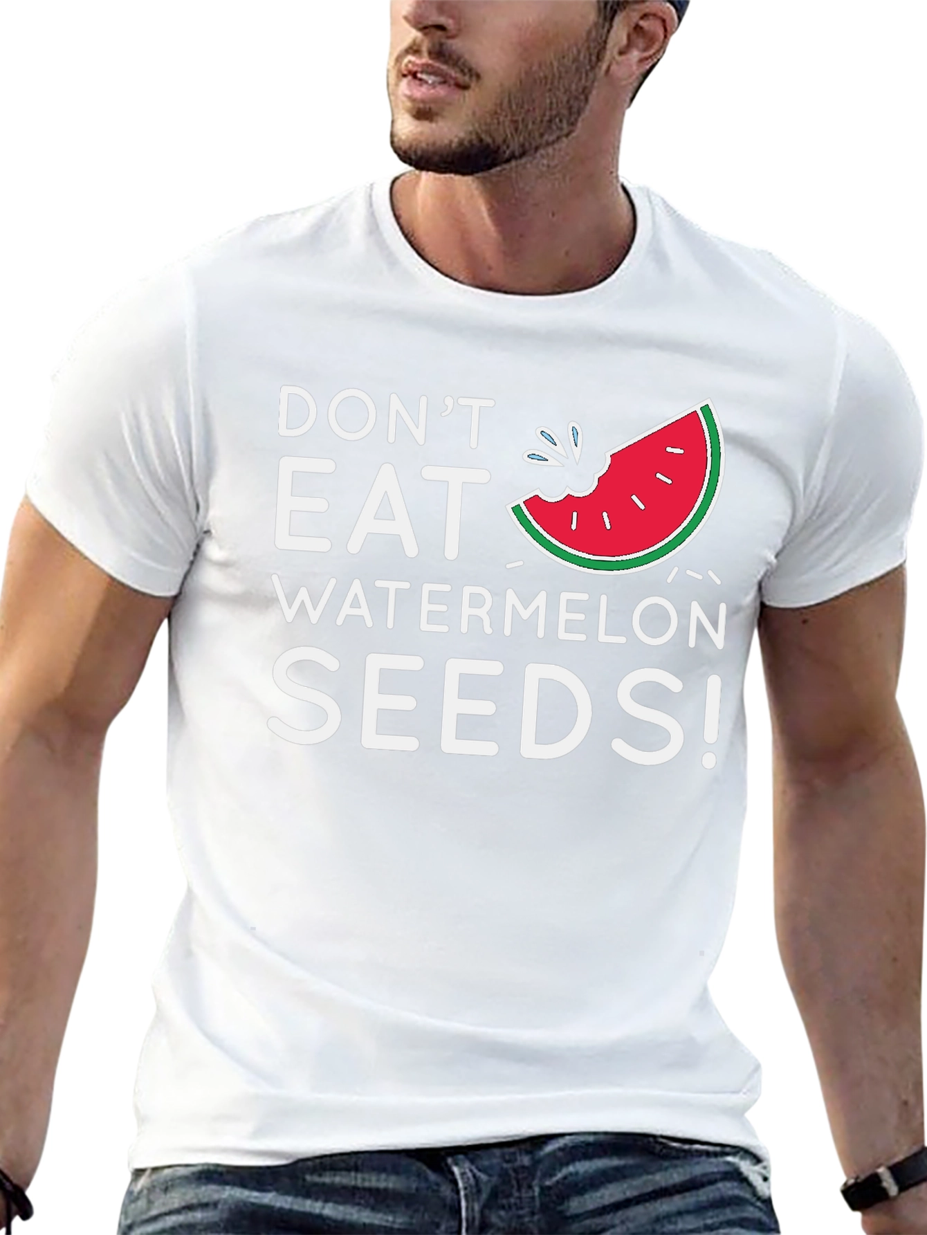 Black Funny "Don't Eat Watermelon Seeds!" Graphic Tee view 13
