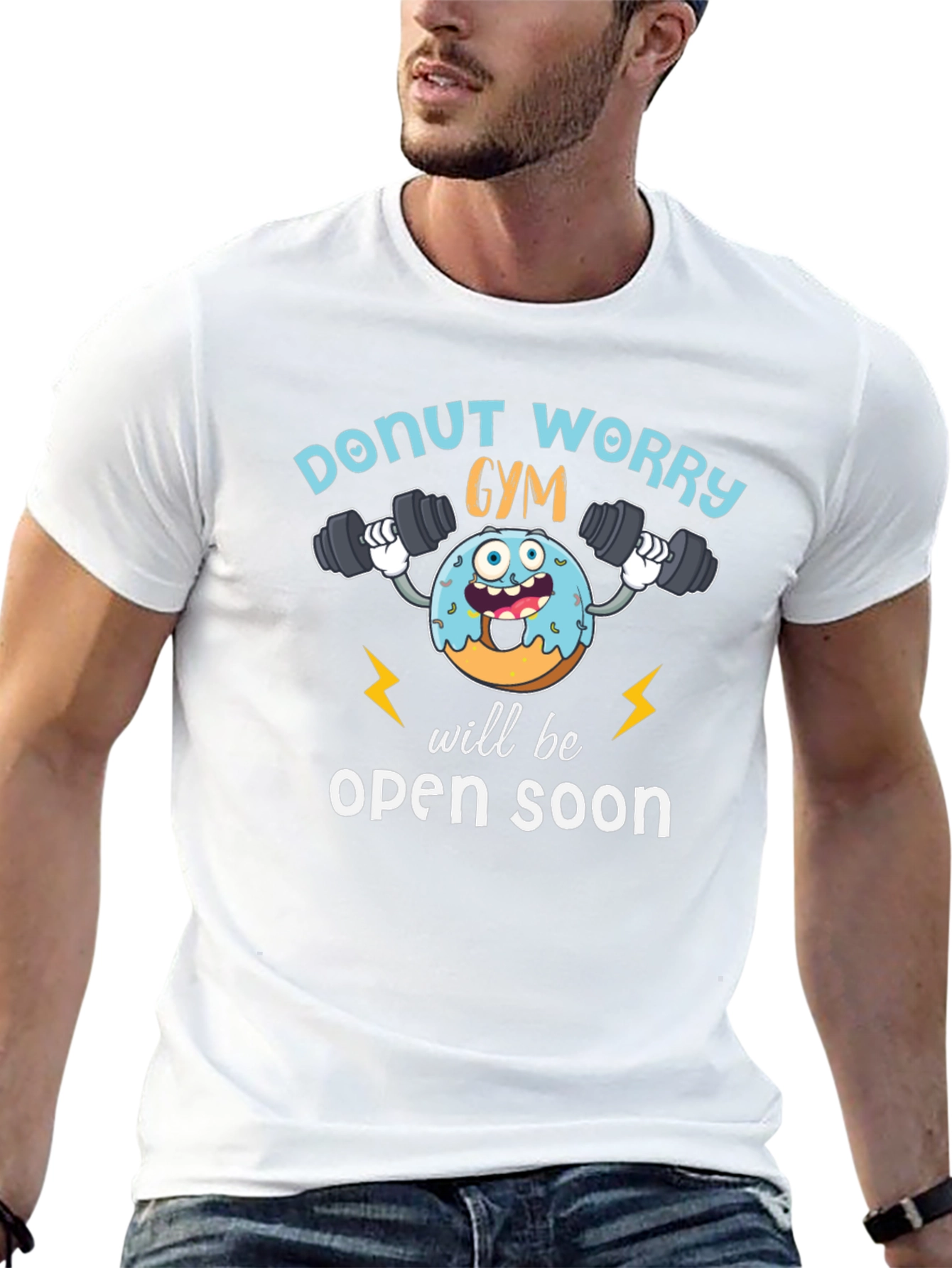Black Donut Worry Gym Open Soon Black T-Shirt view 13